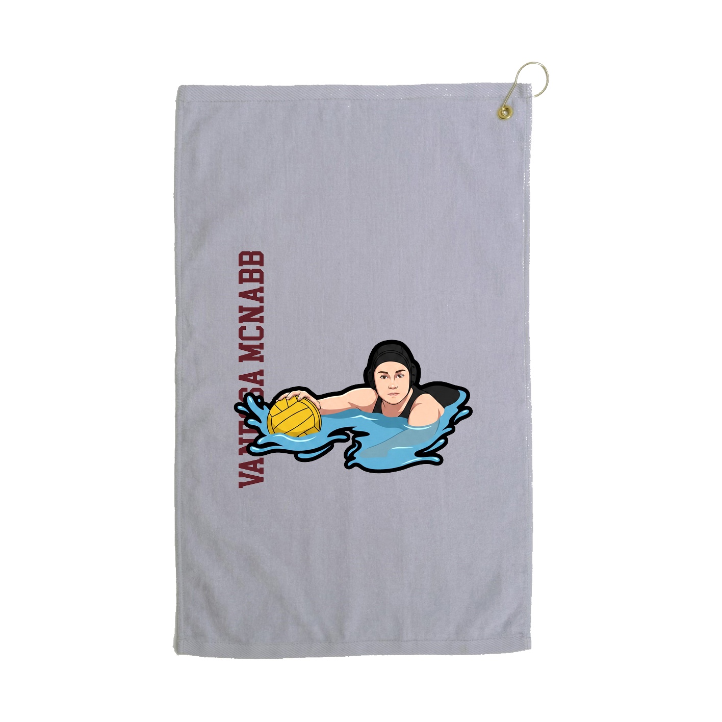 Golf Towel — Name Vertical in Grey