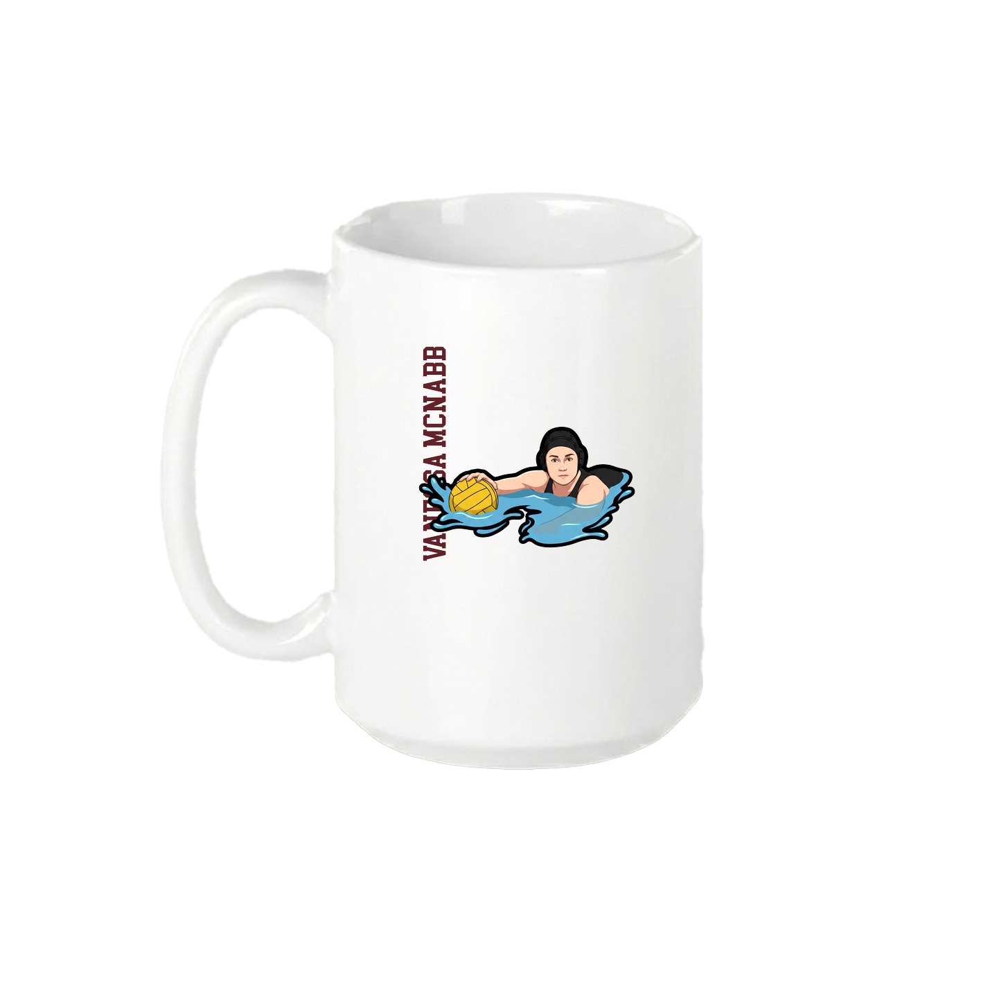 15oz Coffee Mug — Name Vertical in White
