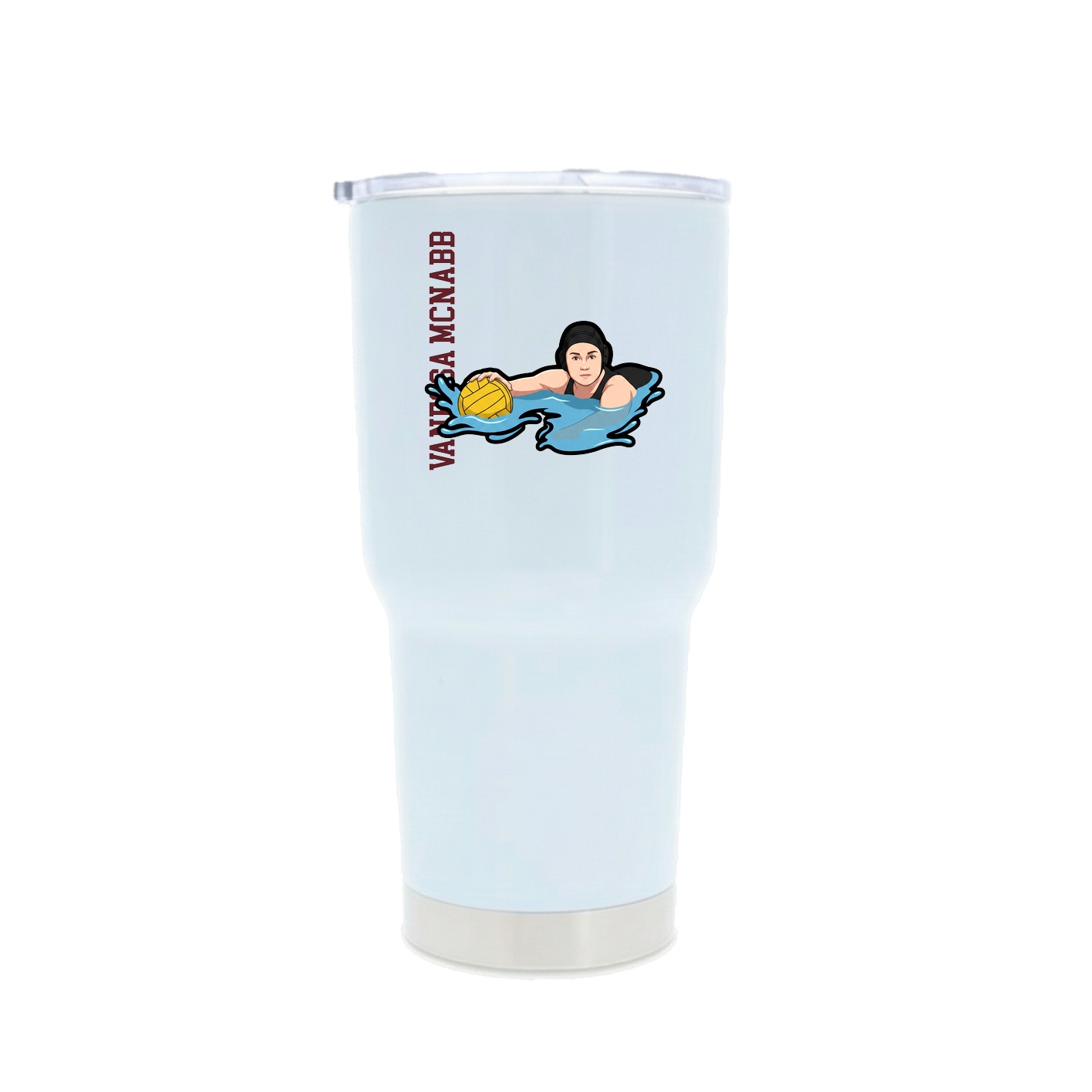30oz Stainless Steel Tumbler — Name Vertical in White