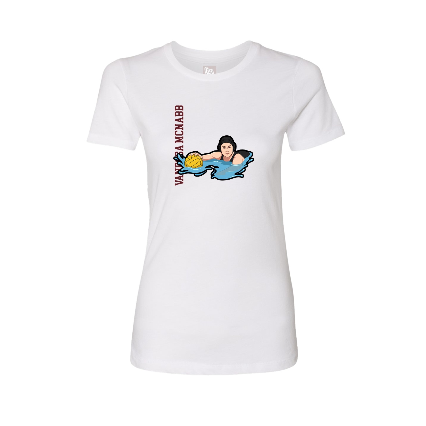 Womens Tee — Name Vertical in White