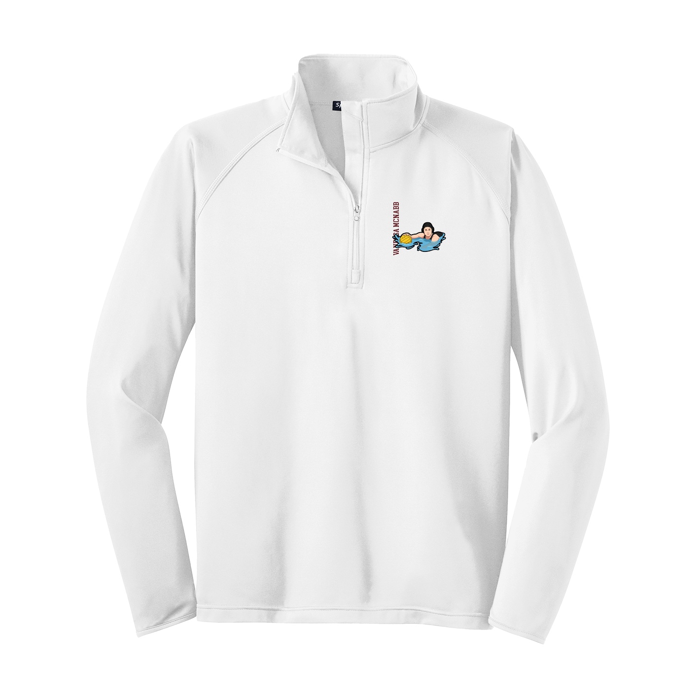Q-Zip Pullover — Name Vertical in White