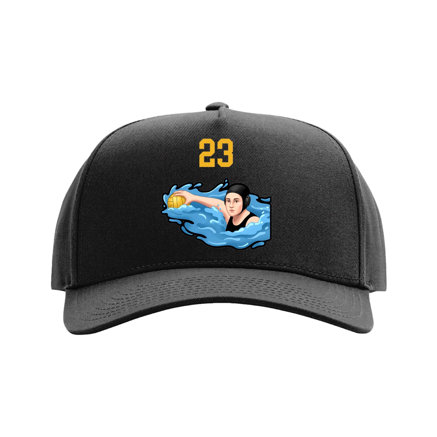 Full Fabric Five-Panel Champ Cap — Number Top in Black