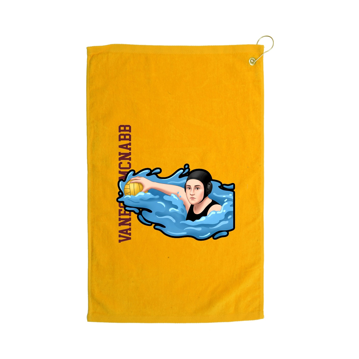 Golf Towel — Name Vertical in Gold