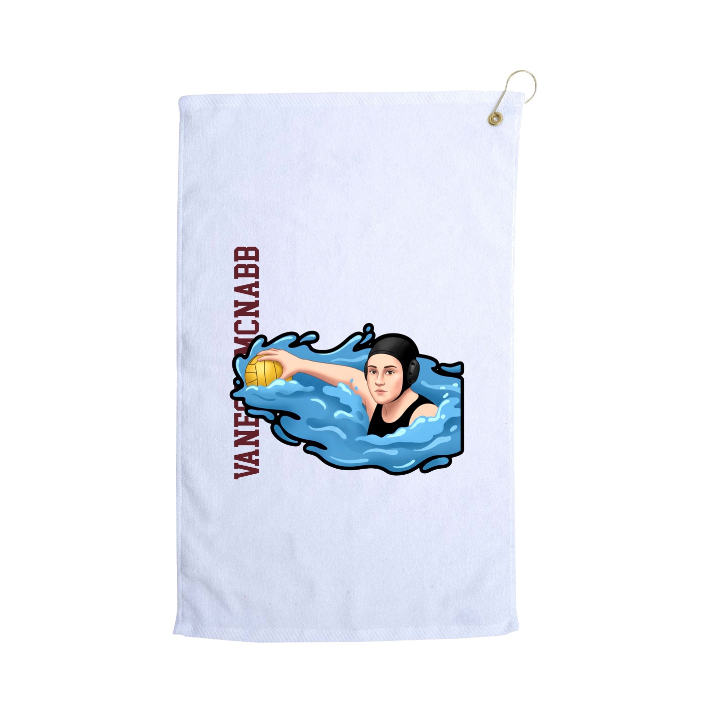 Golf Towel — Name Vertical in White