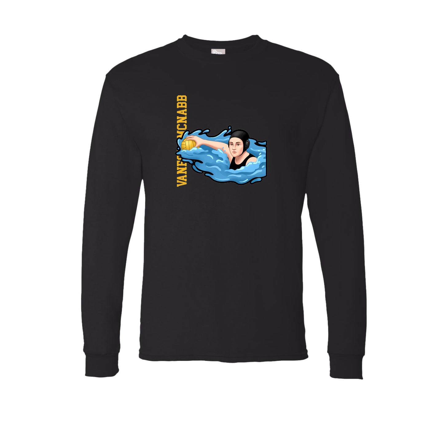 Long Sleeve Tee — Name Vertical in Black