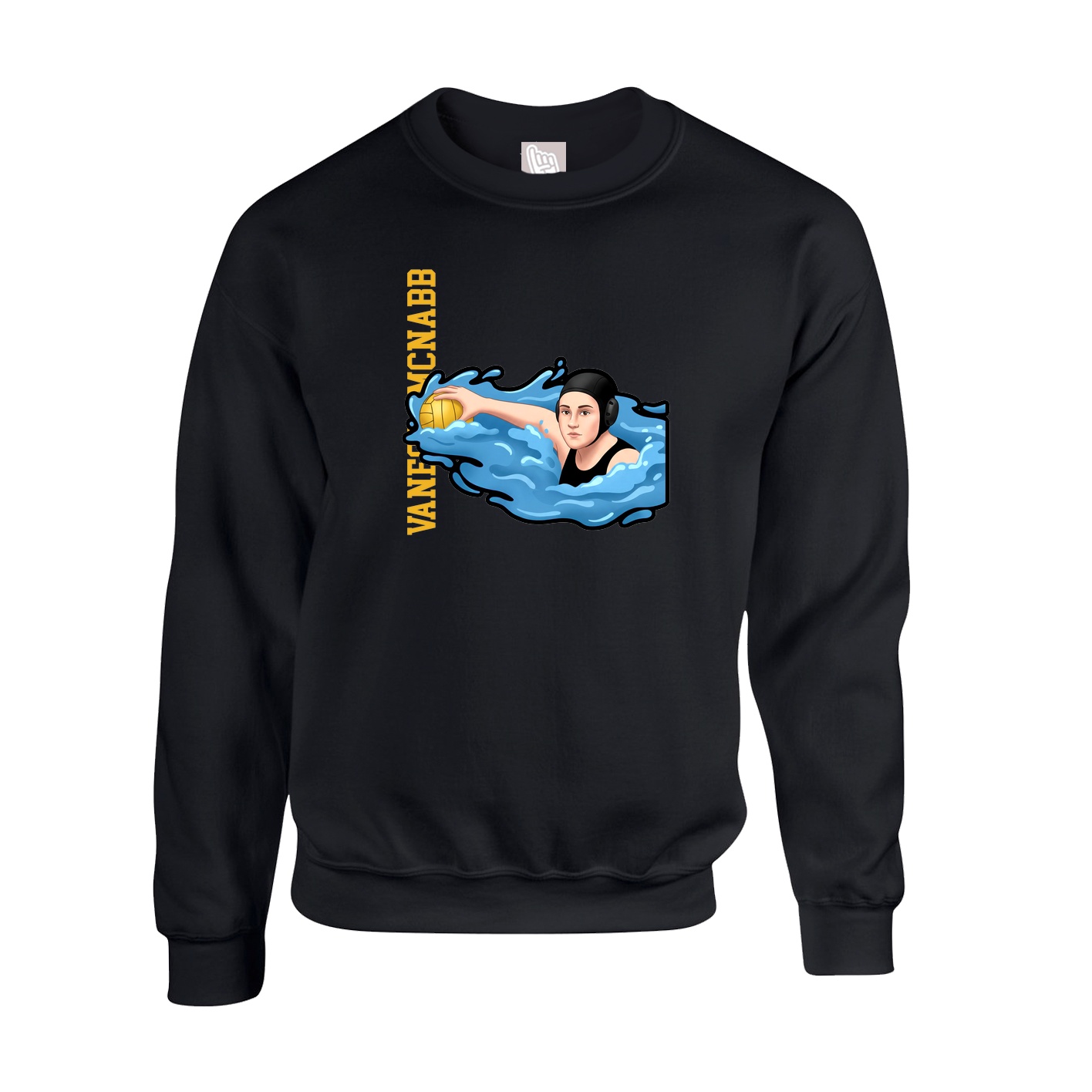 Fleece Crew — Name Vertical in Black