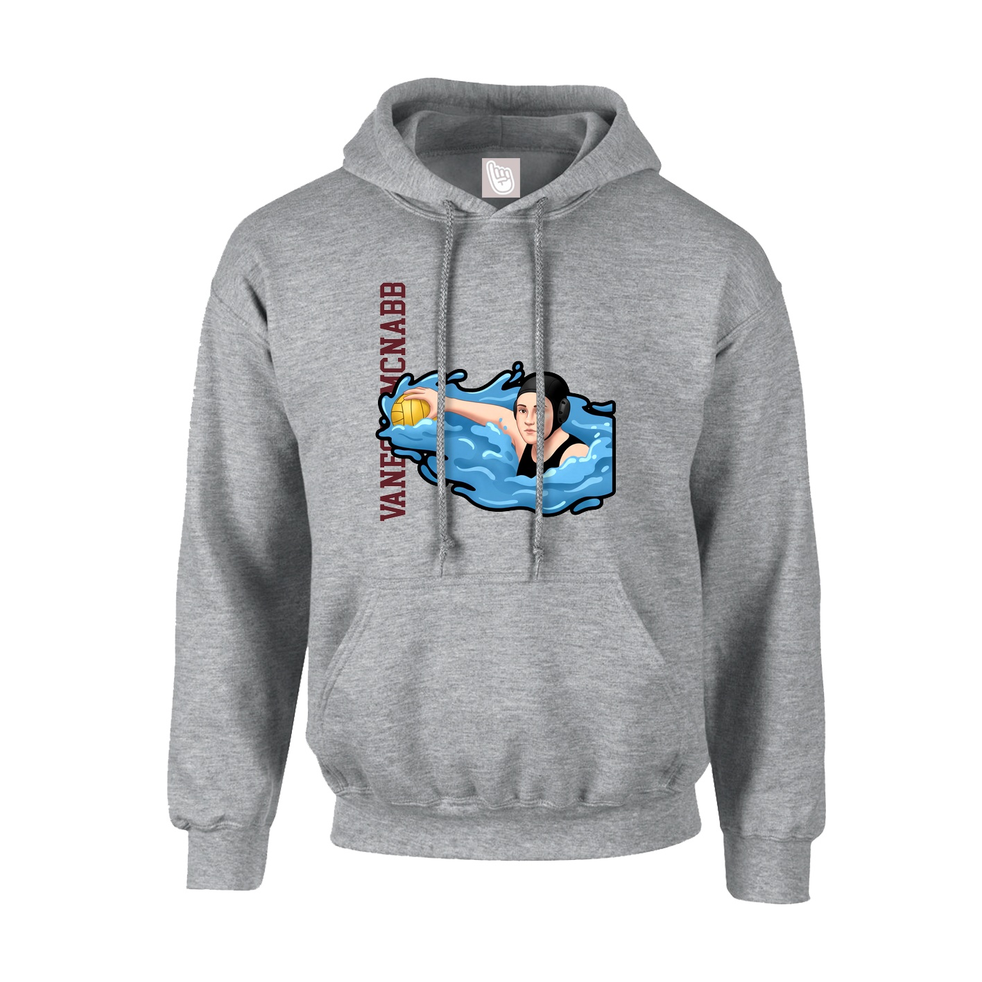 Youth Hoodie — Name Vertical in Grey