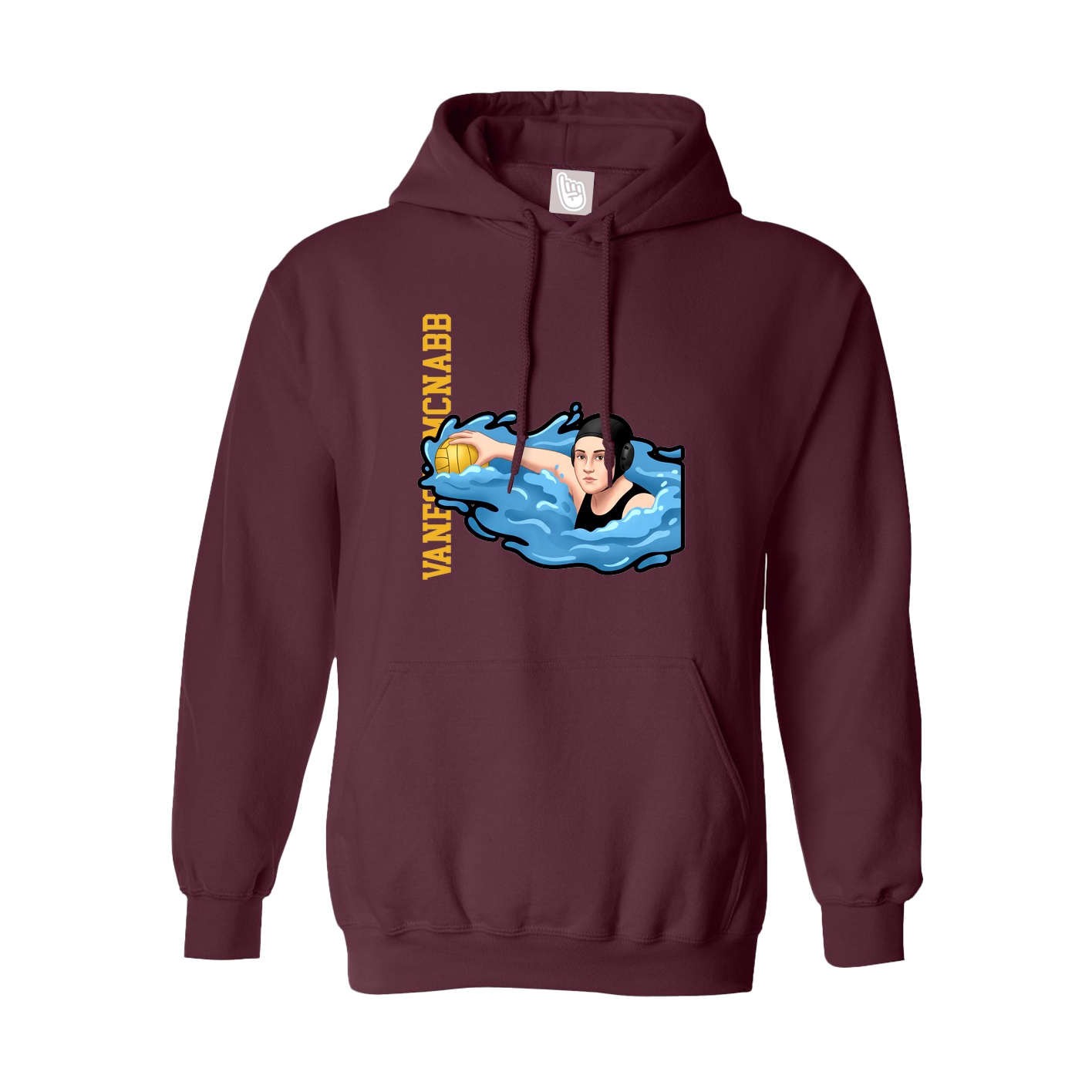 Youth Hoodie — Name Vertical in Maroon