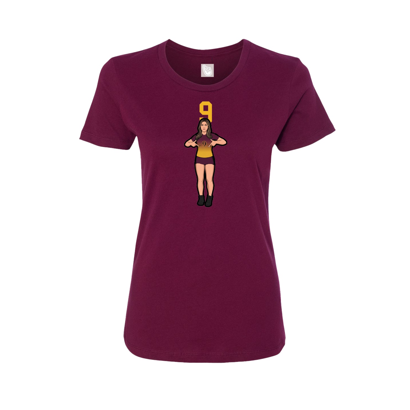 Womens Tee — Number Top in Maroon