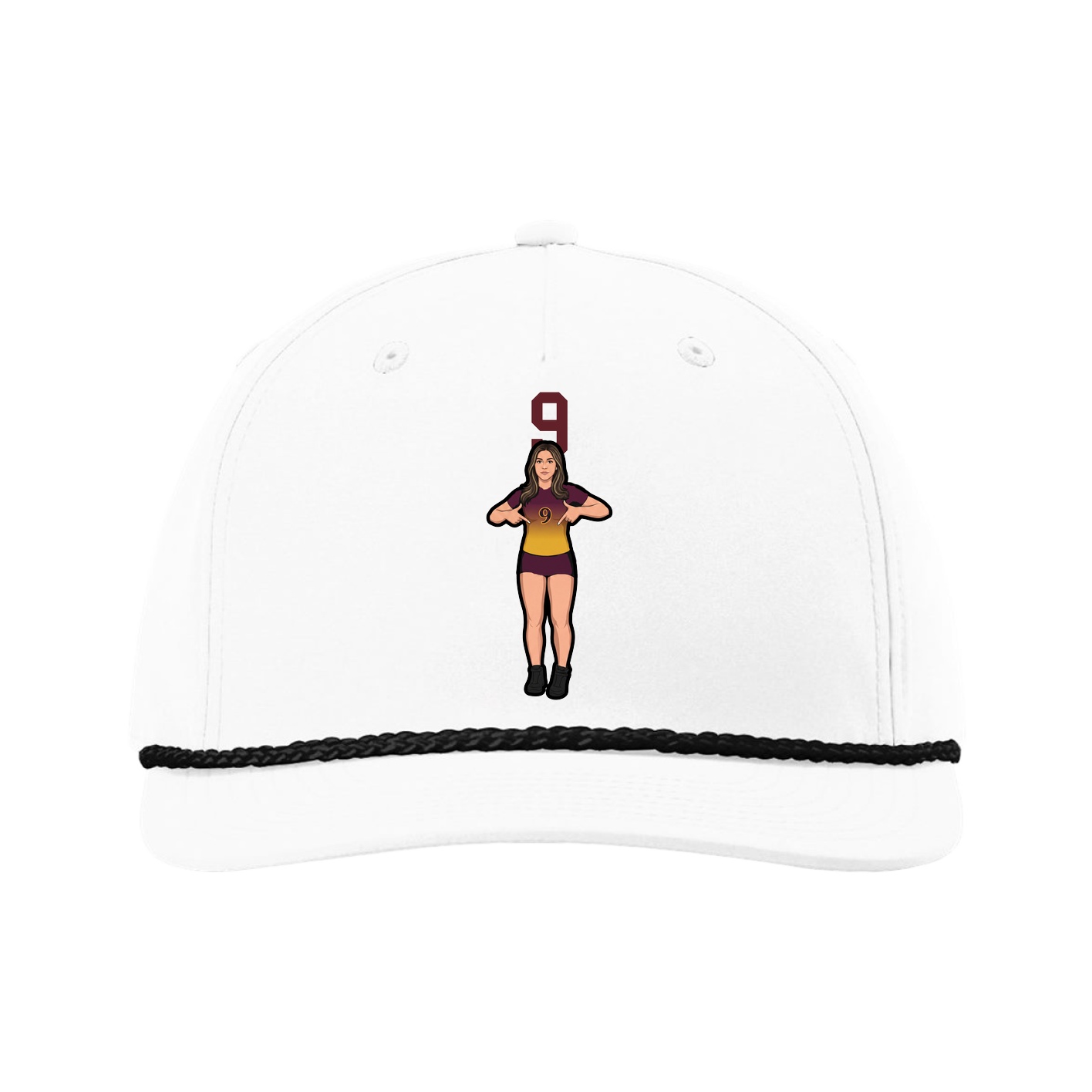Five-Panel Classic Rope Cap — Number Top in White