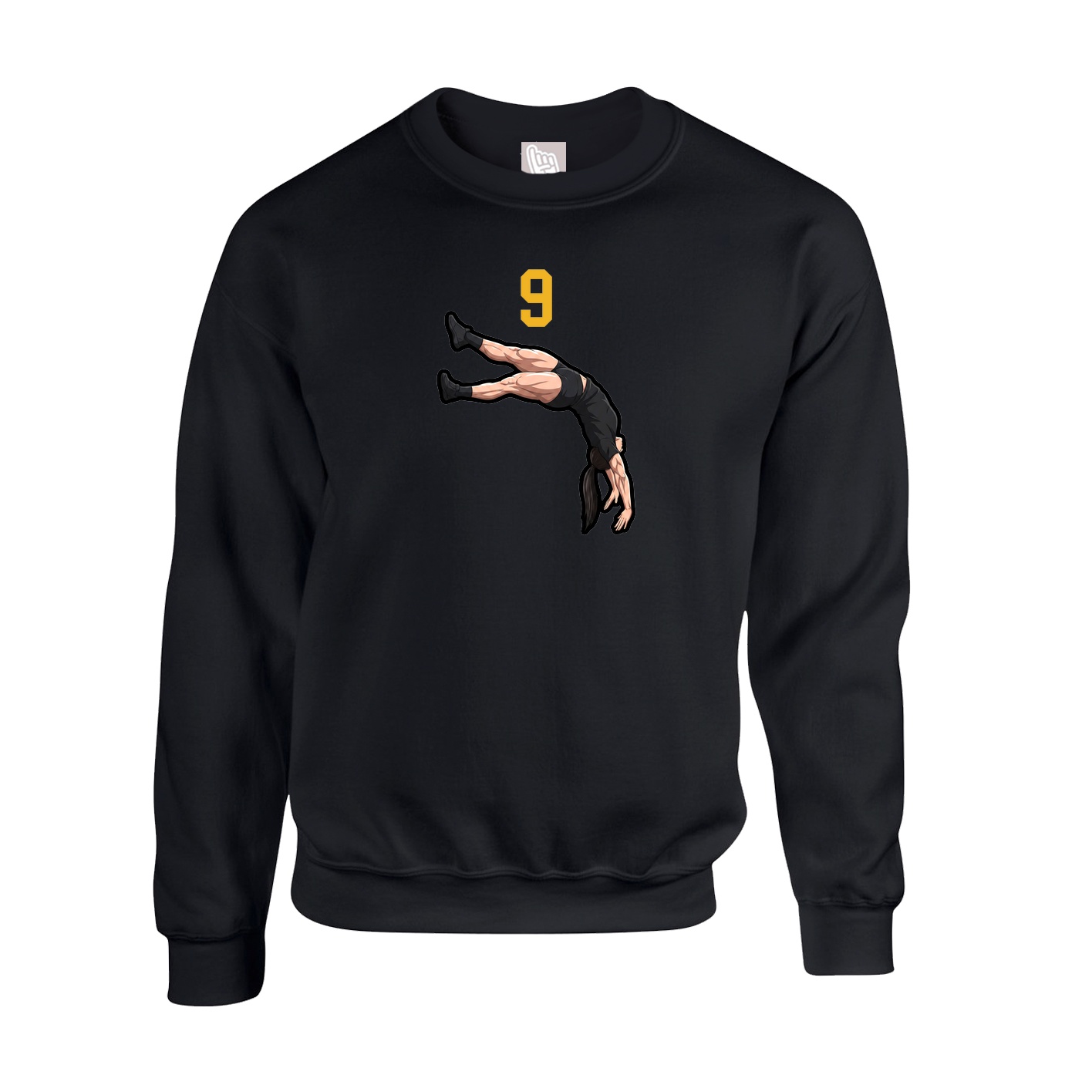 Fleece Crew — Number Top in Black