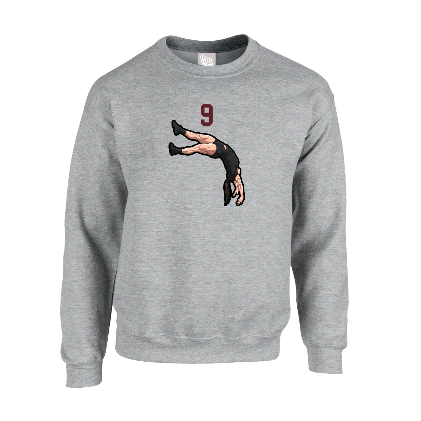 Fleece Crew — Number Top in Grey