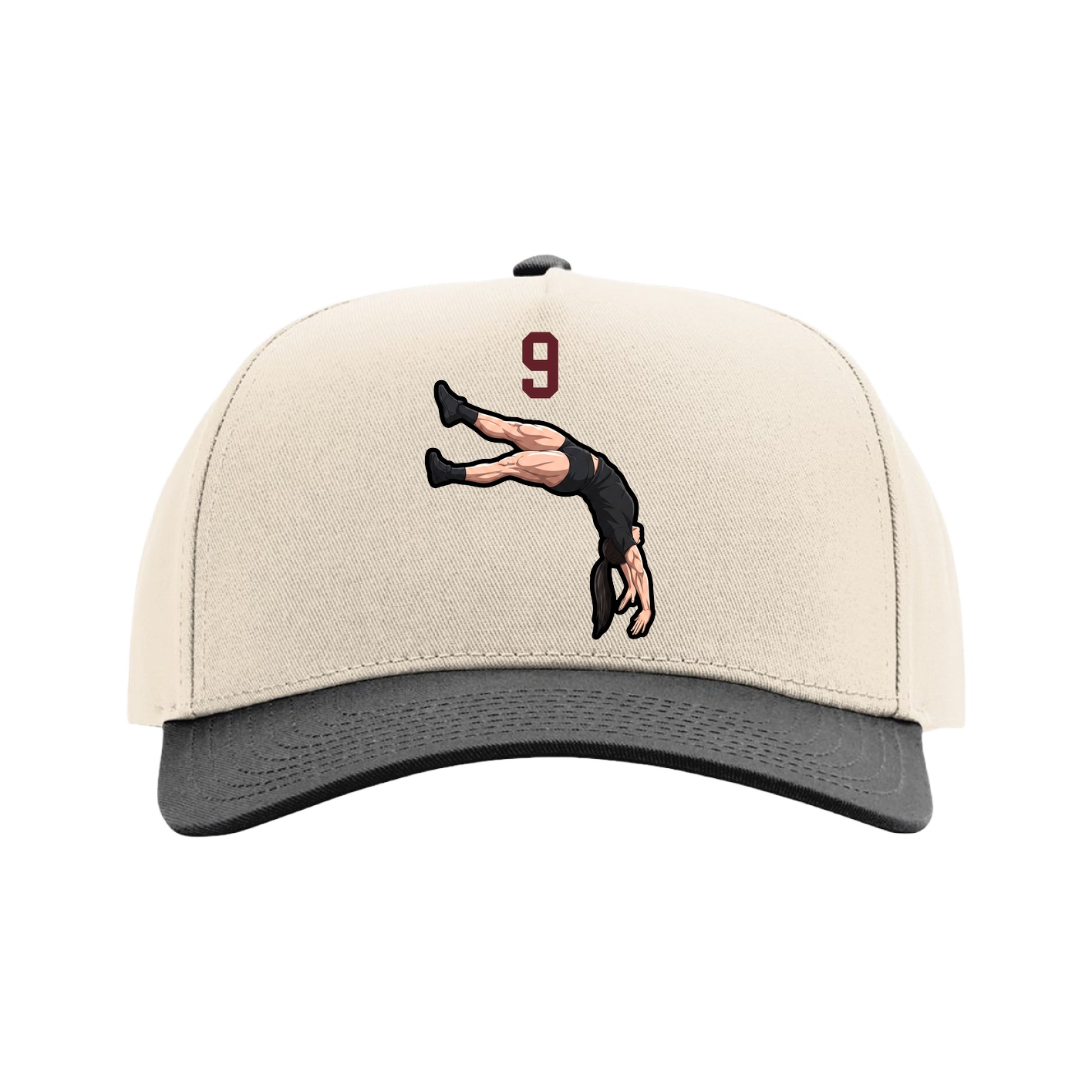 Full Fabric Five-Panel Champ Cap — Number Top in Cream/Black