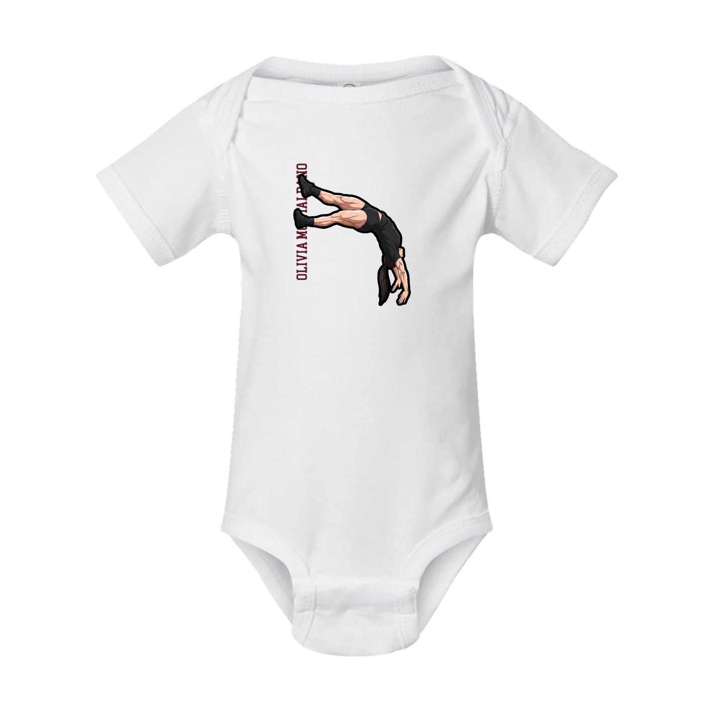 Baby Onesie — Name Vertical in White