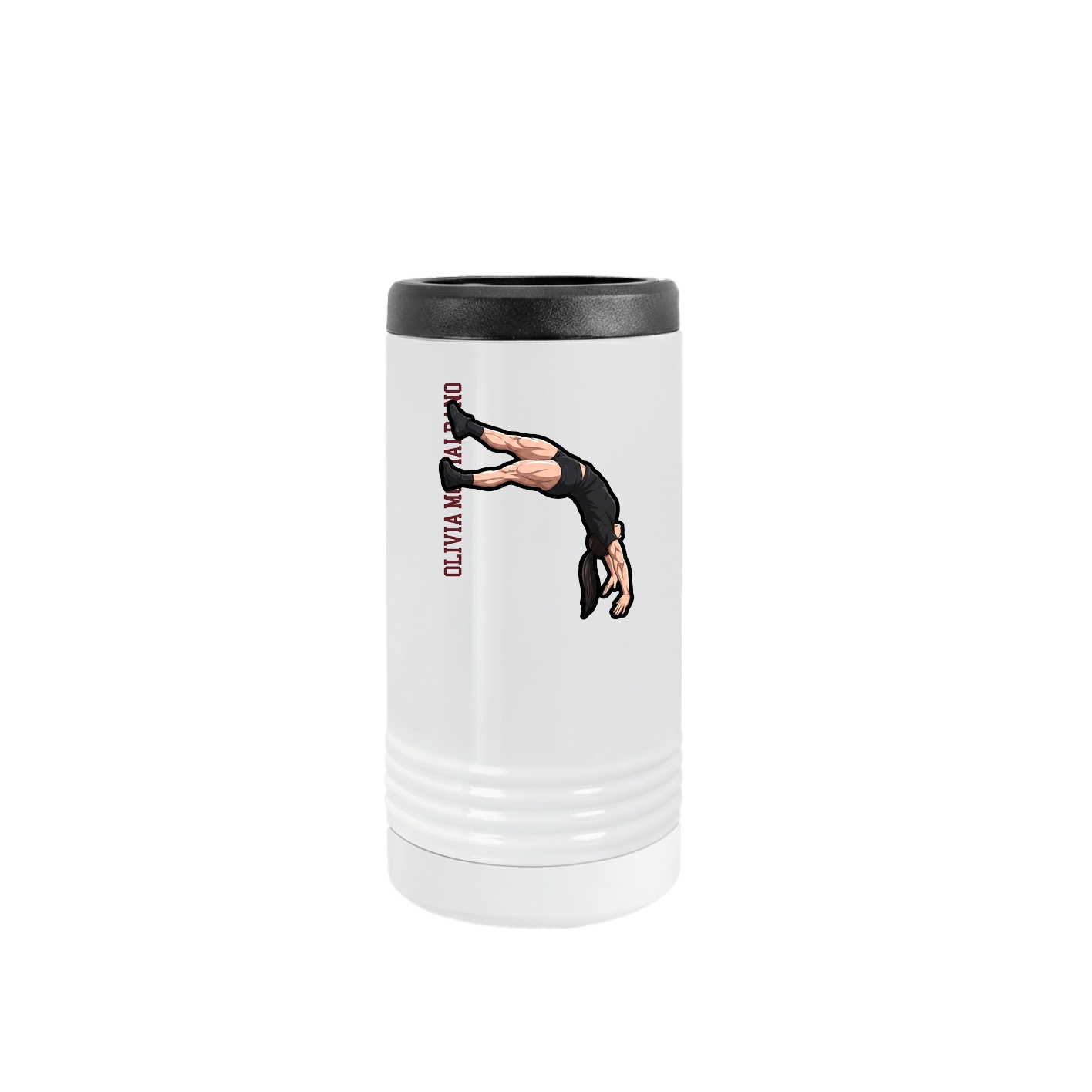 Slim Beverage Holder — Name Vertical in White