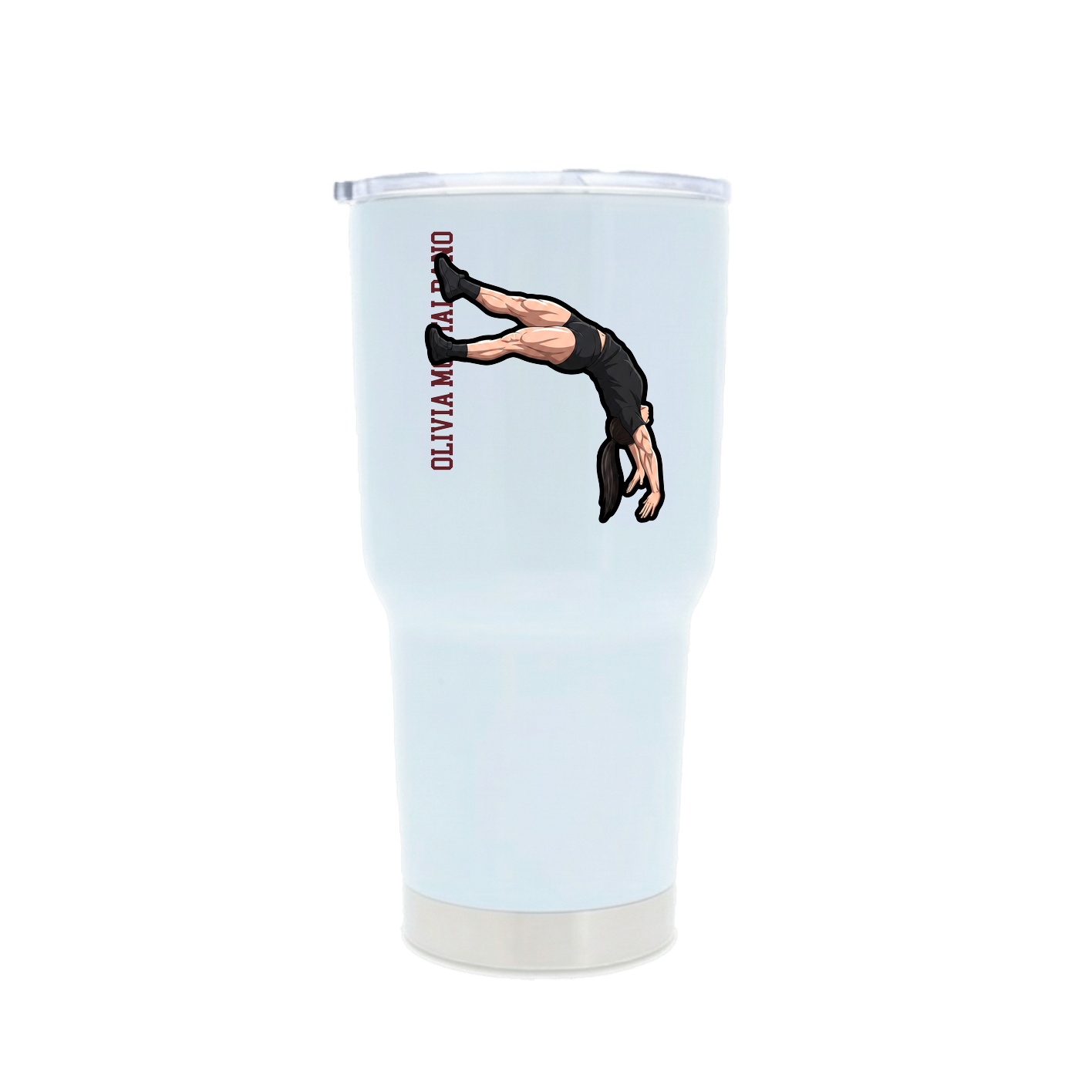 30oz Stainless Steel Tumbler — Name Vertical in White