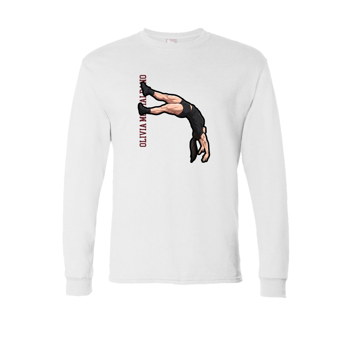 Long Sleeve Tee — Name Vertical in White