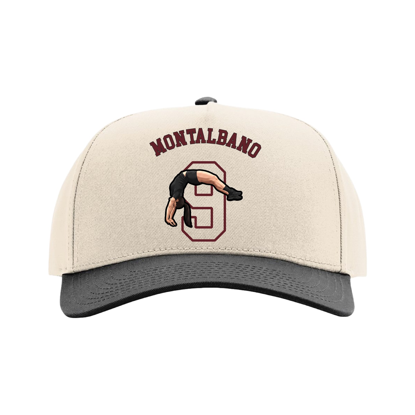 Full Fabric Five-Panel Champ Cap — Shirsey Arch in Cream/Black