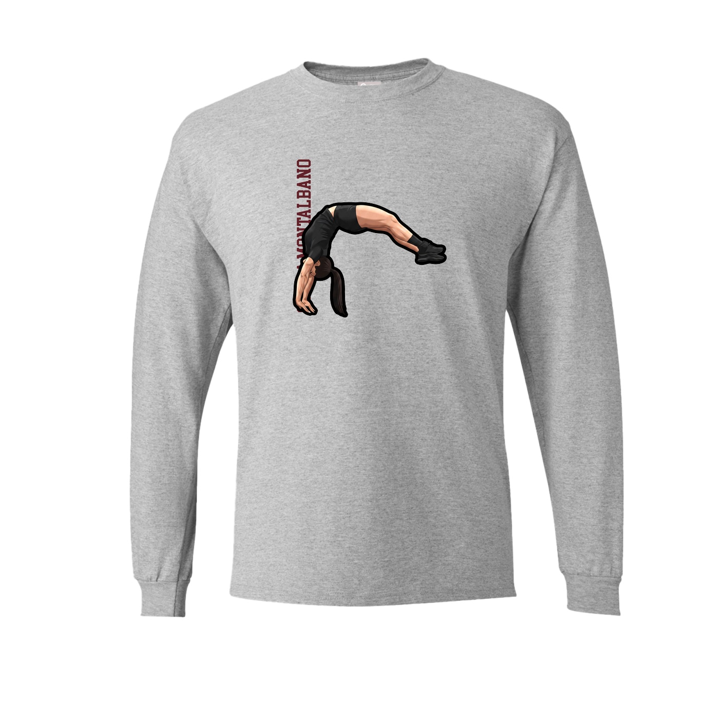 Long Sleeve Tee — Name Vertical in Grey