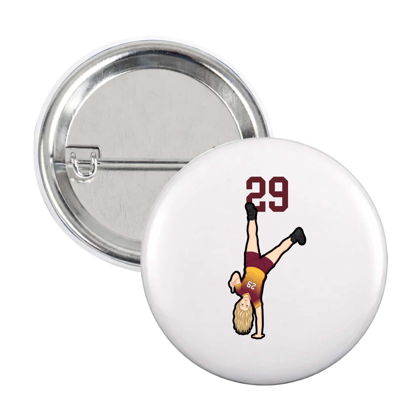 Game Day Button — Number Top in White