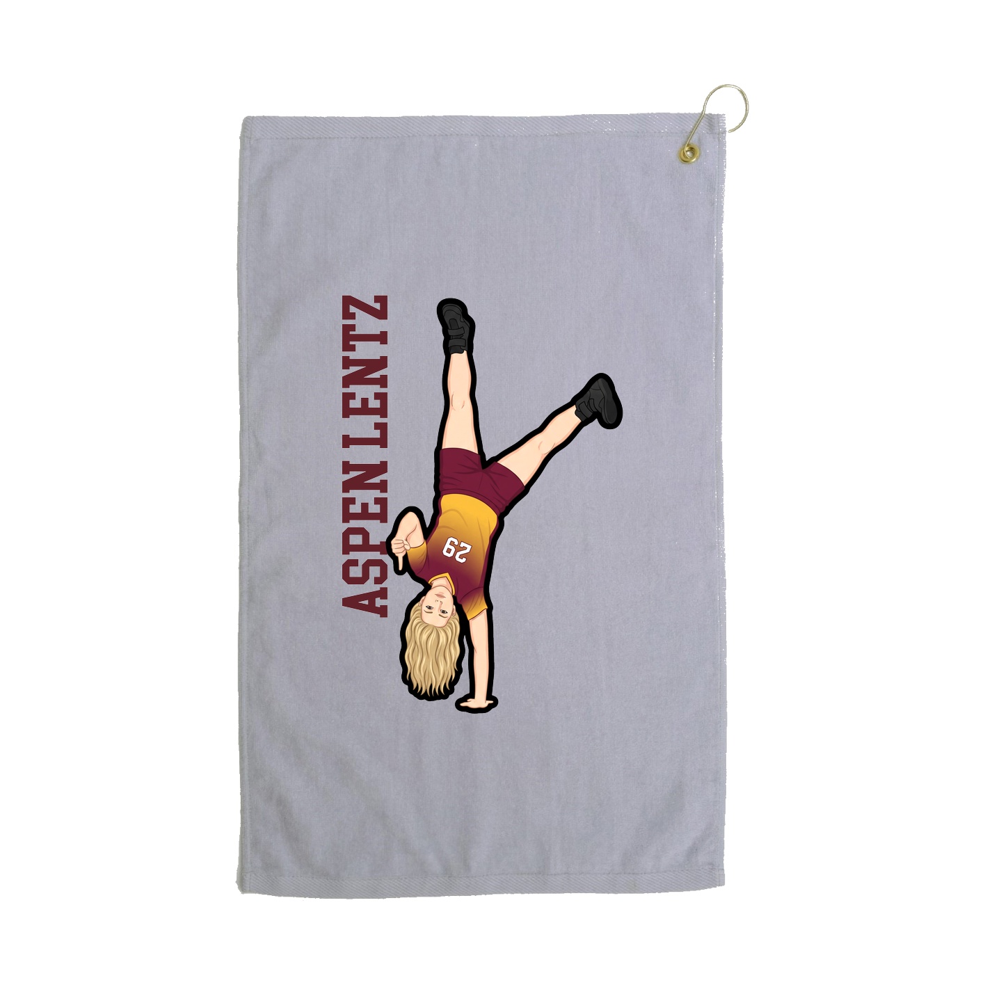 Golf Towel — Name Vertical in Grey