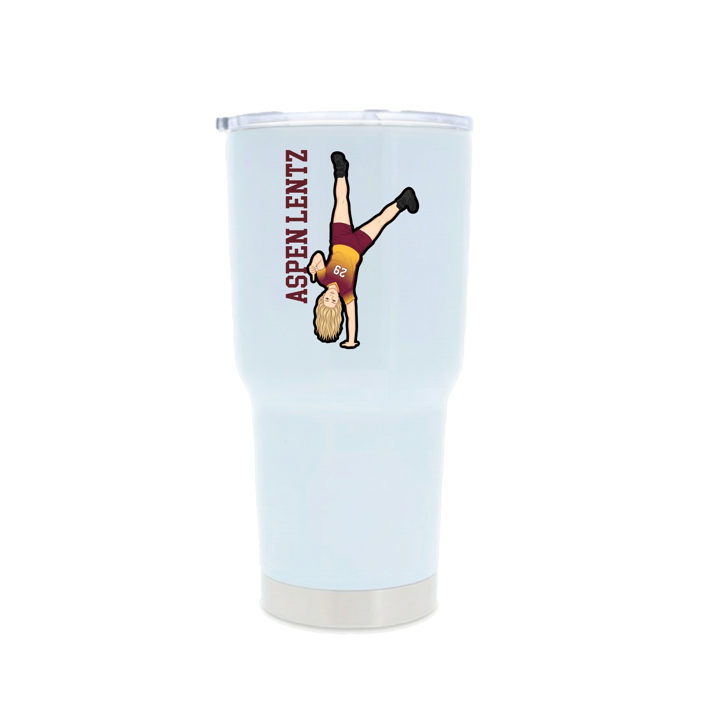 30oz Stainless Steel Tumbler — Name Vertical in White