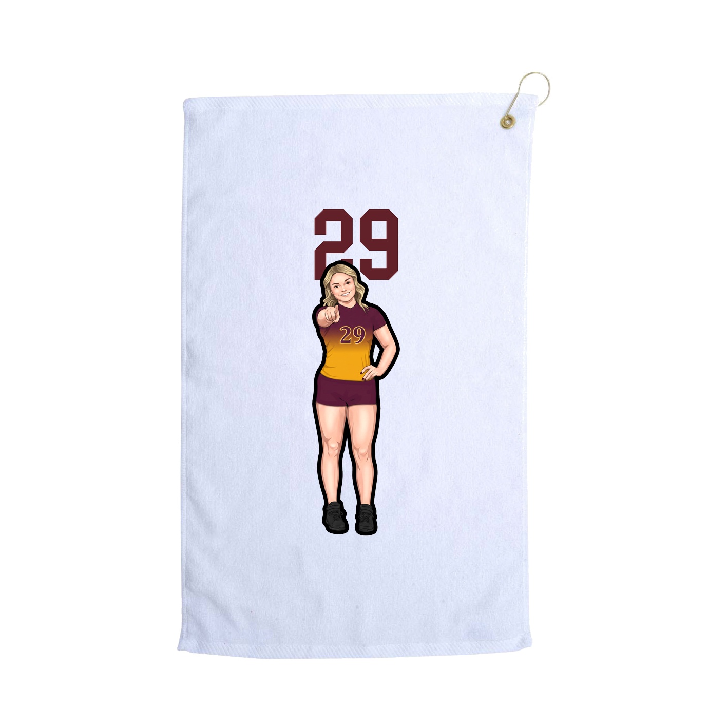 Golf Towel — Number Top in White