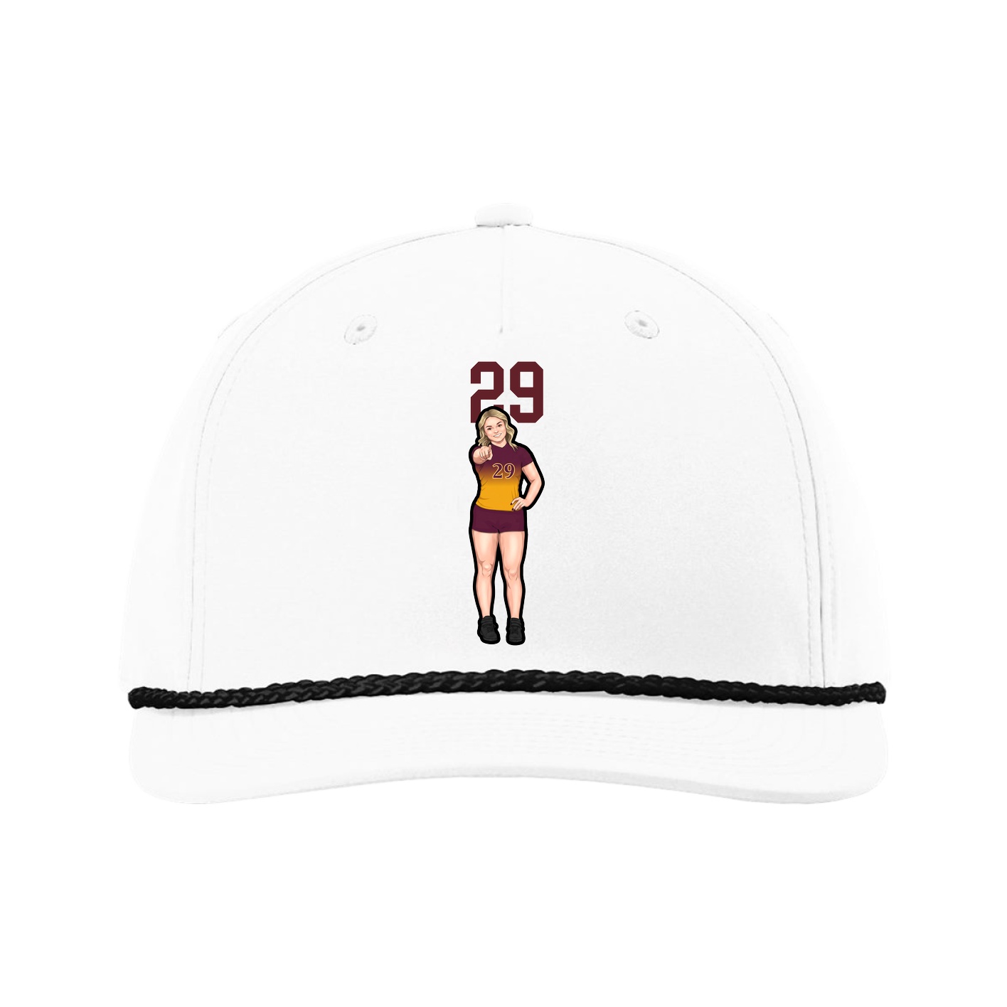 Five-Panel Classic Rope Cap — Number Top in White