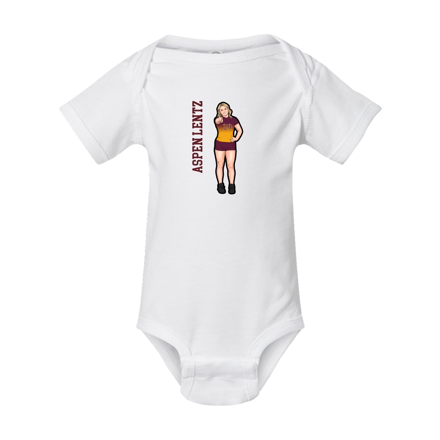 Baby Onesie — Name Vertical in White