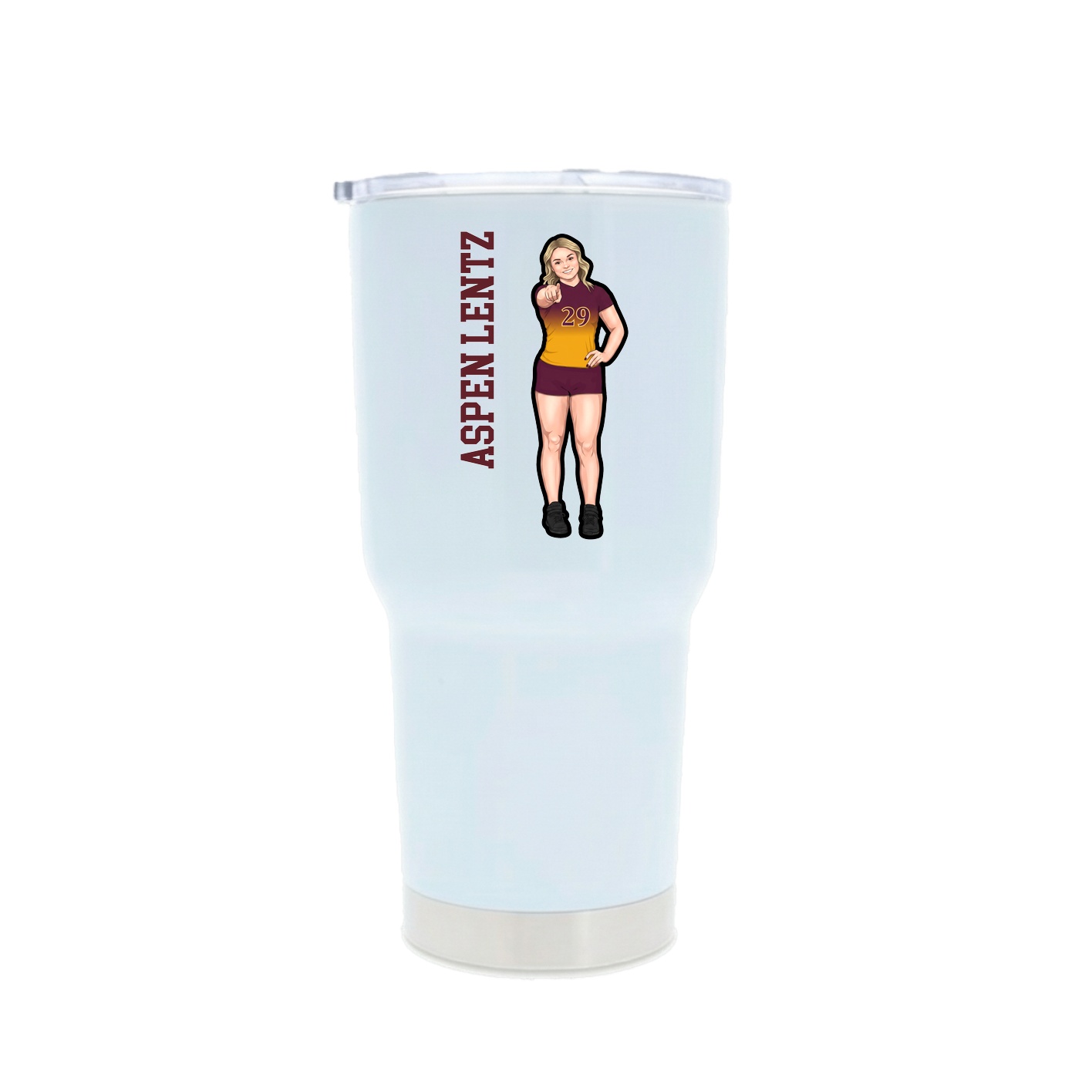 30oz Stainless Steel Tumbler — Name Vertical in White