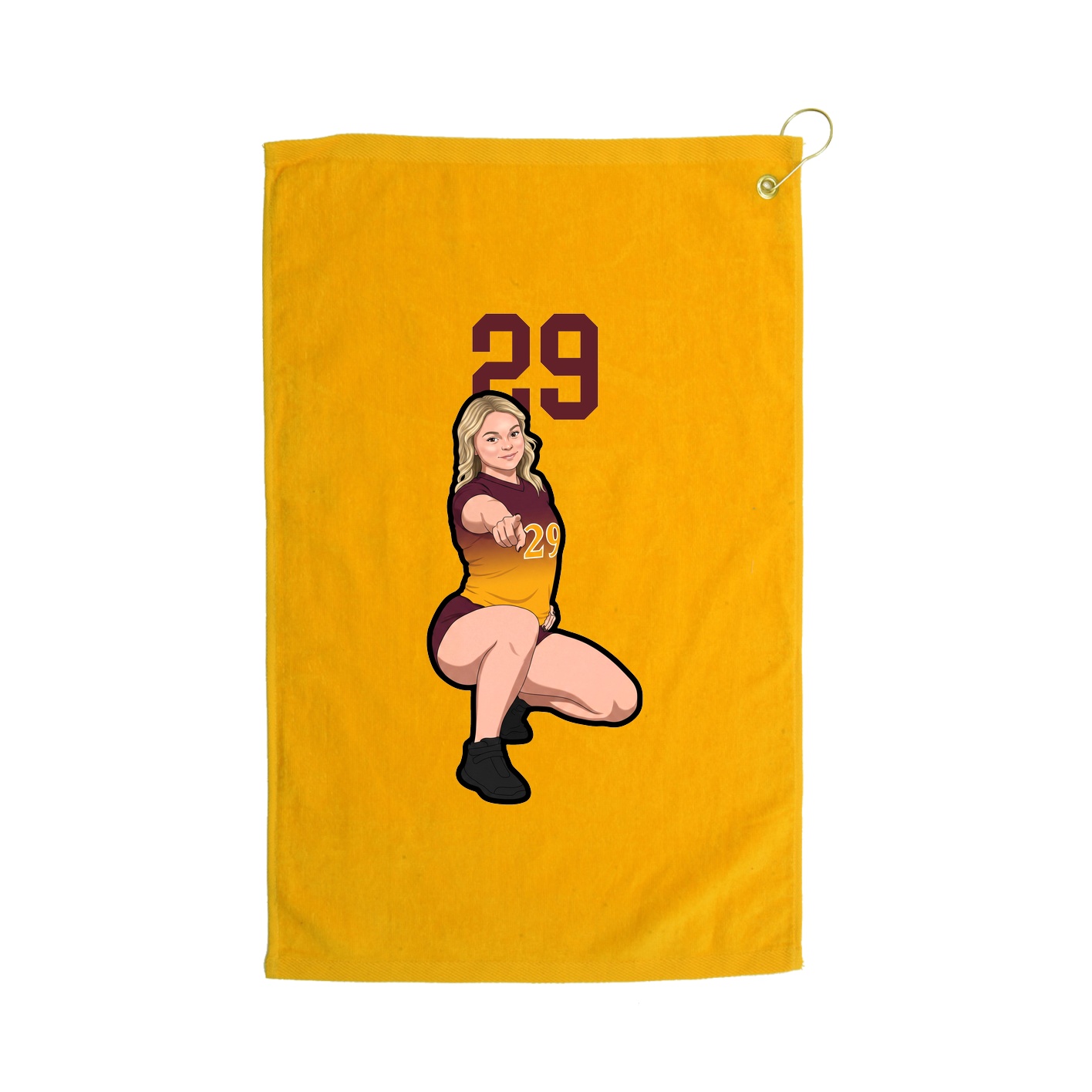 Golf Towel — Number Top in Gold