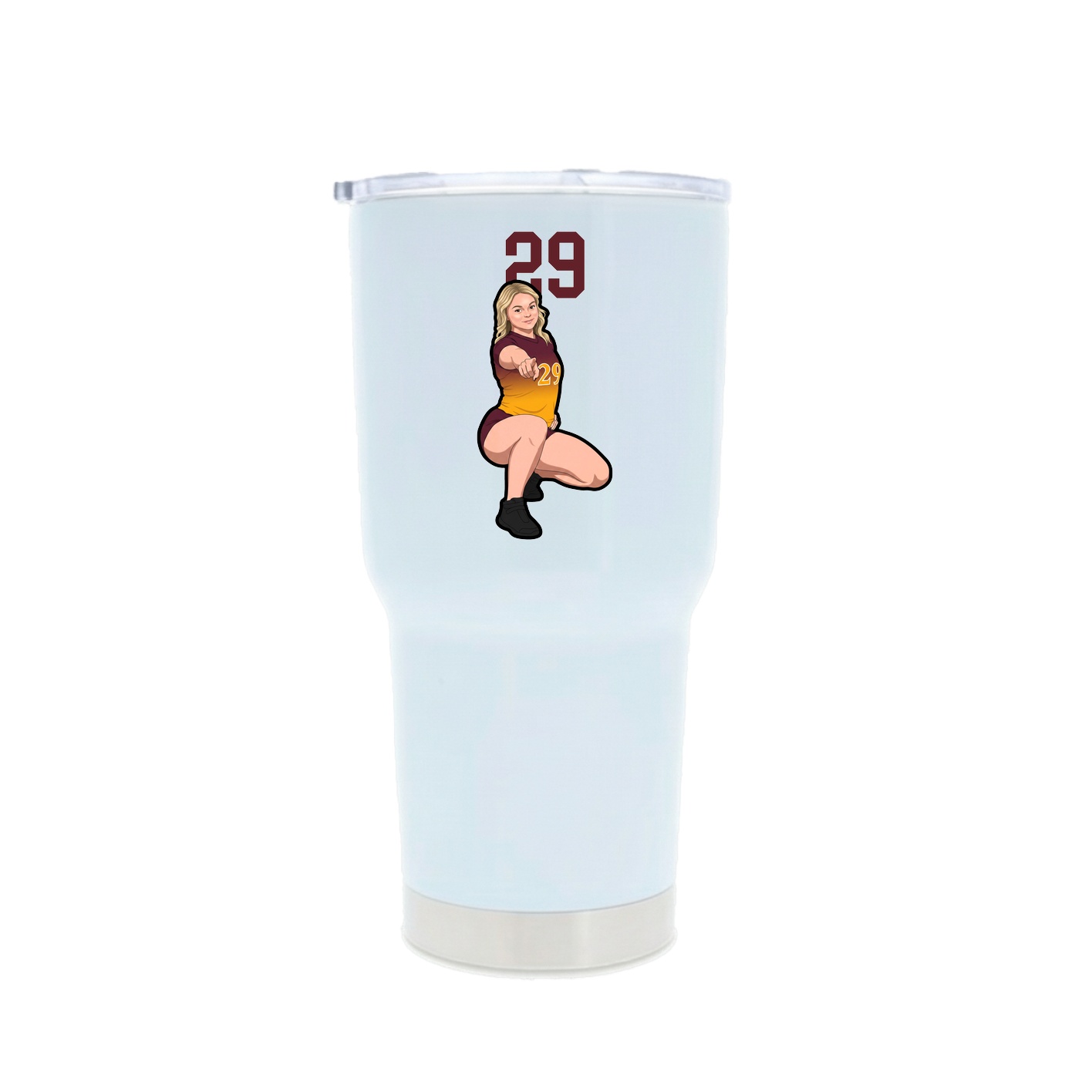 30oz Stainless Steel Tumbler — Number Top in White