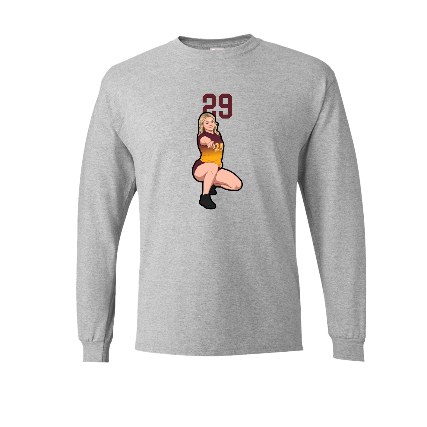 Long Sleeve Tee — Number Top in Grey