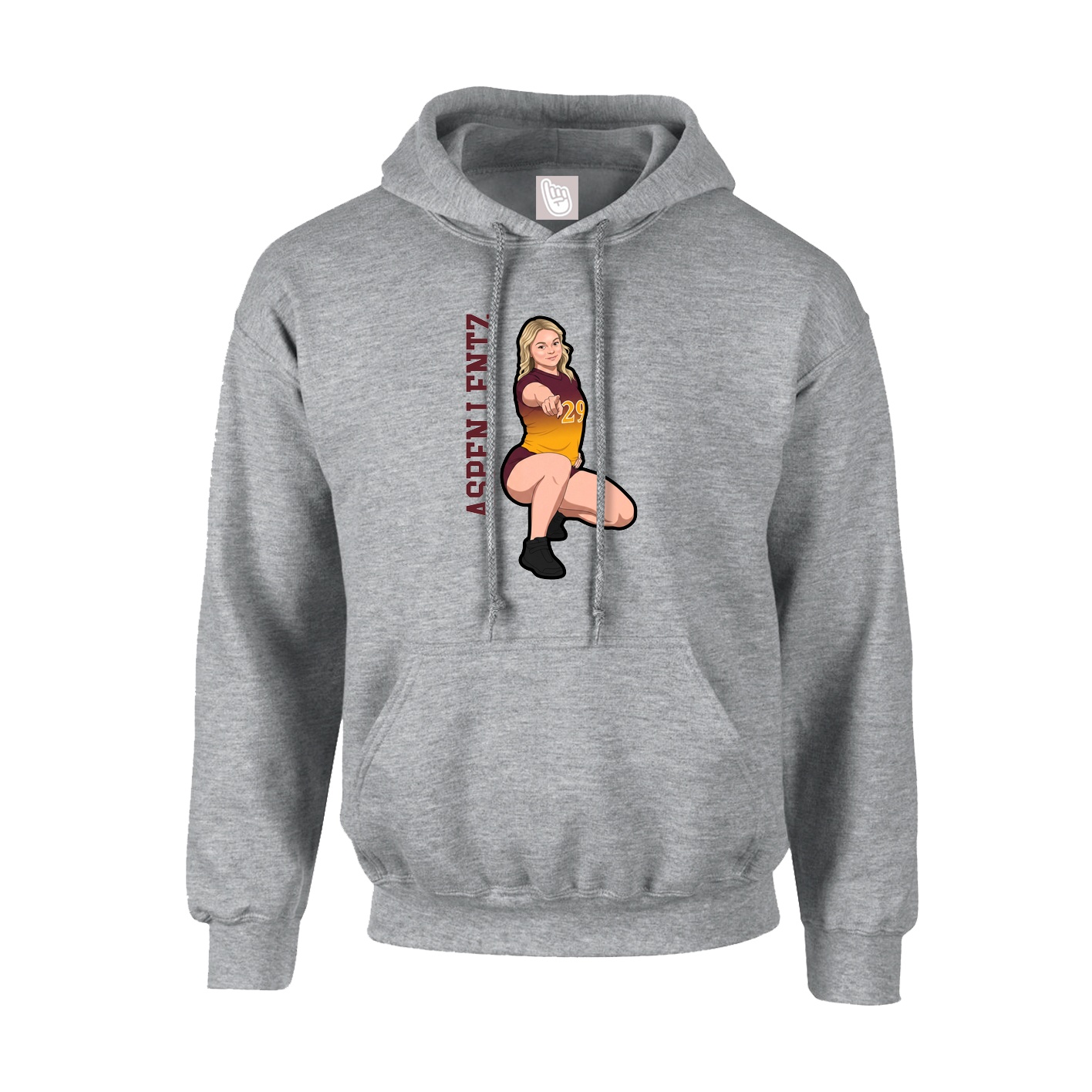 Youth Hoodie — Name Vertical in Grey