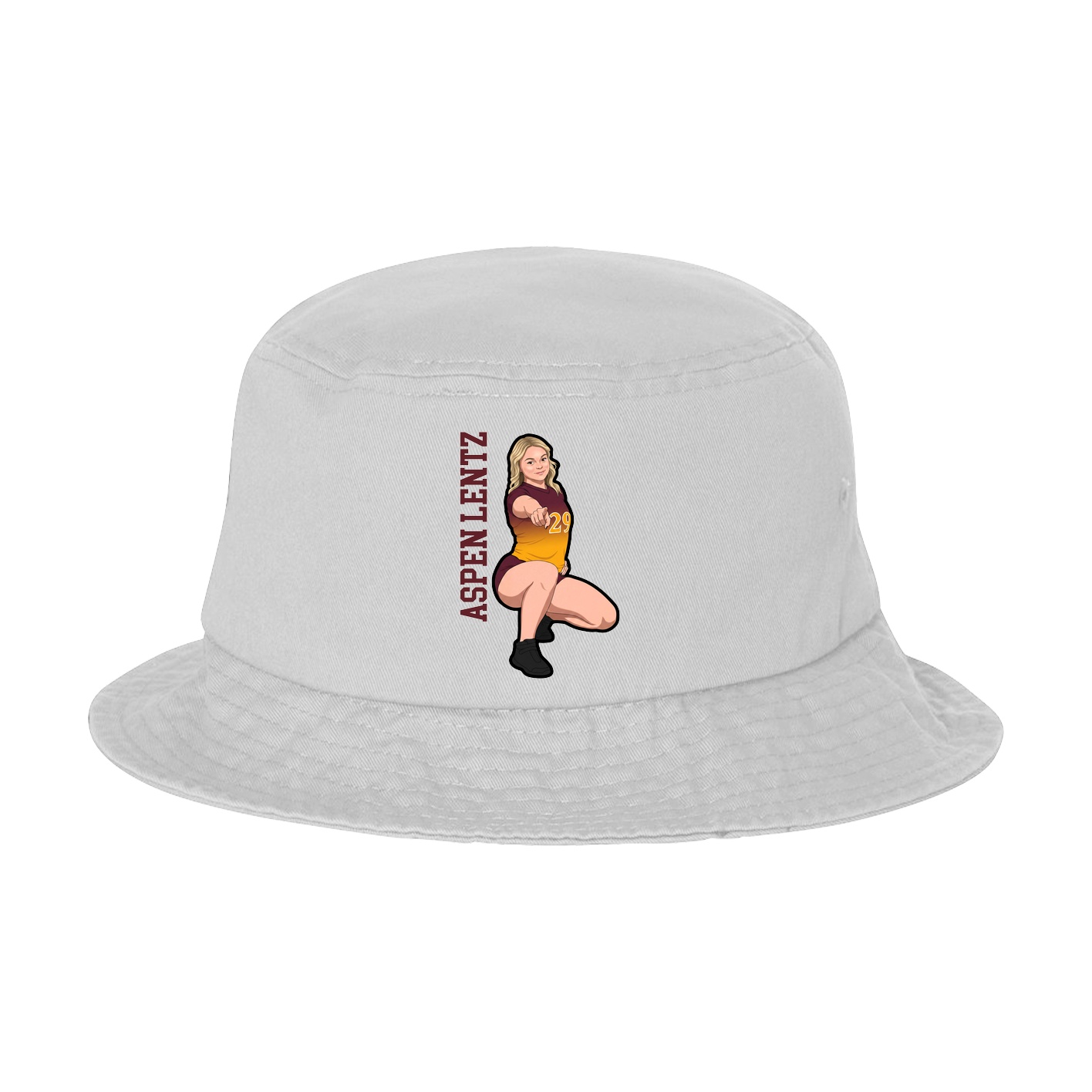 Bucket Cap — Name Vertical in White