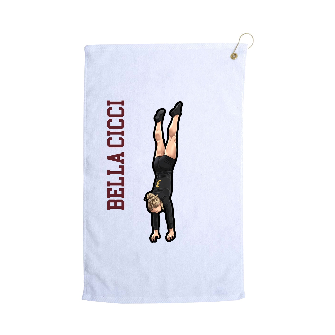 Golf Towel — Name Vertical in White