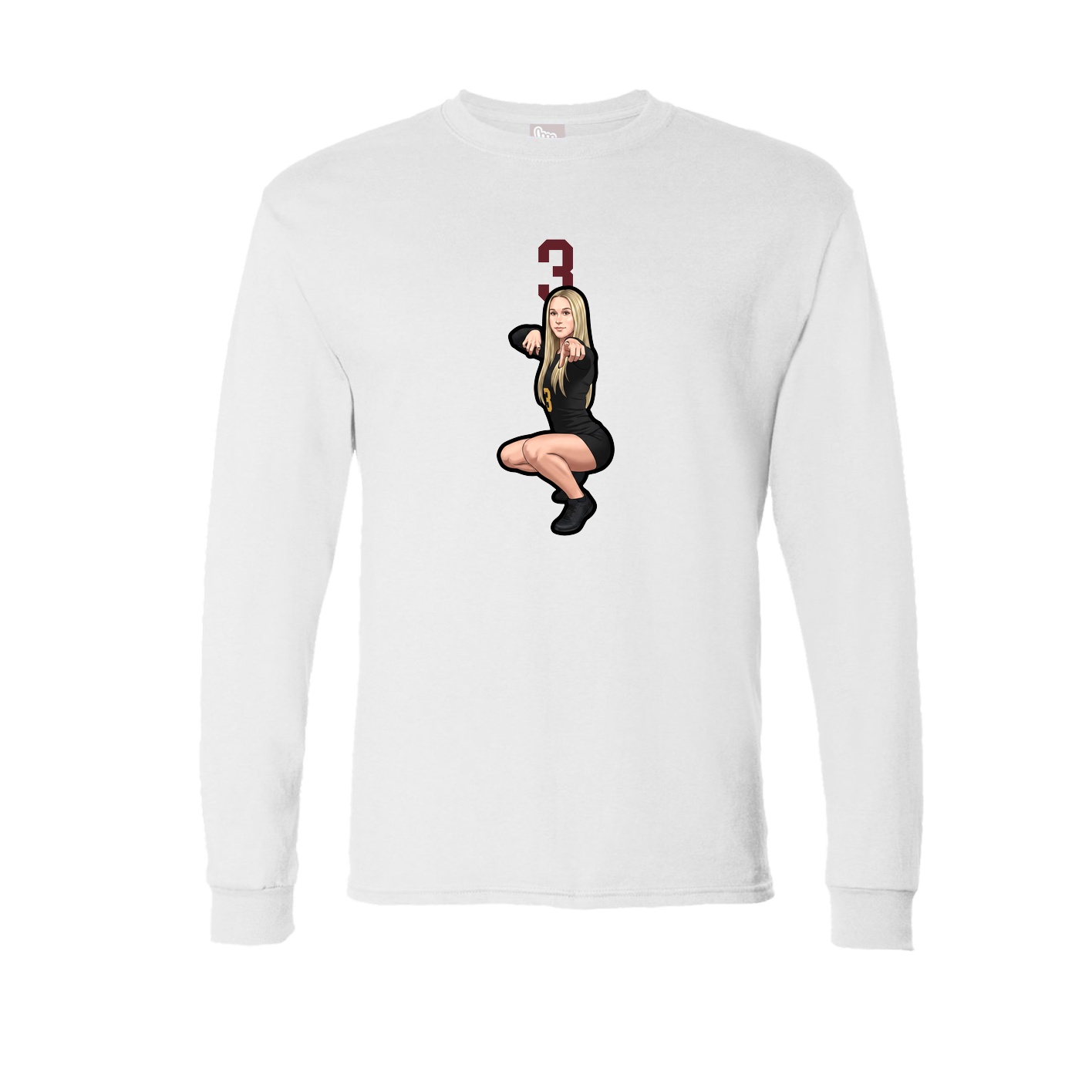 Long Sleeve Tee — Number Top in White