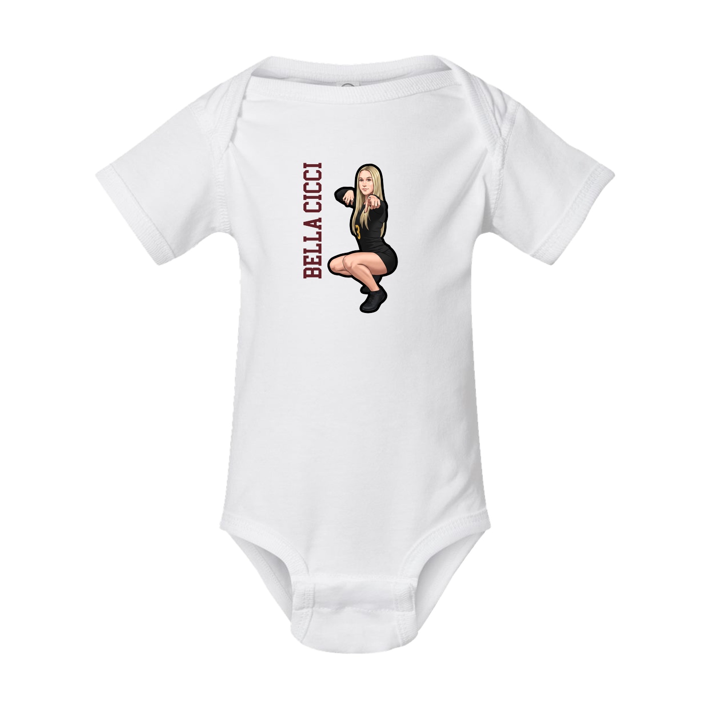 Baby Onesie — Name Vertical in White
