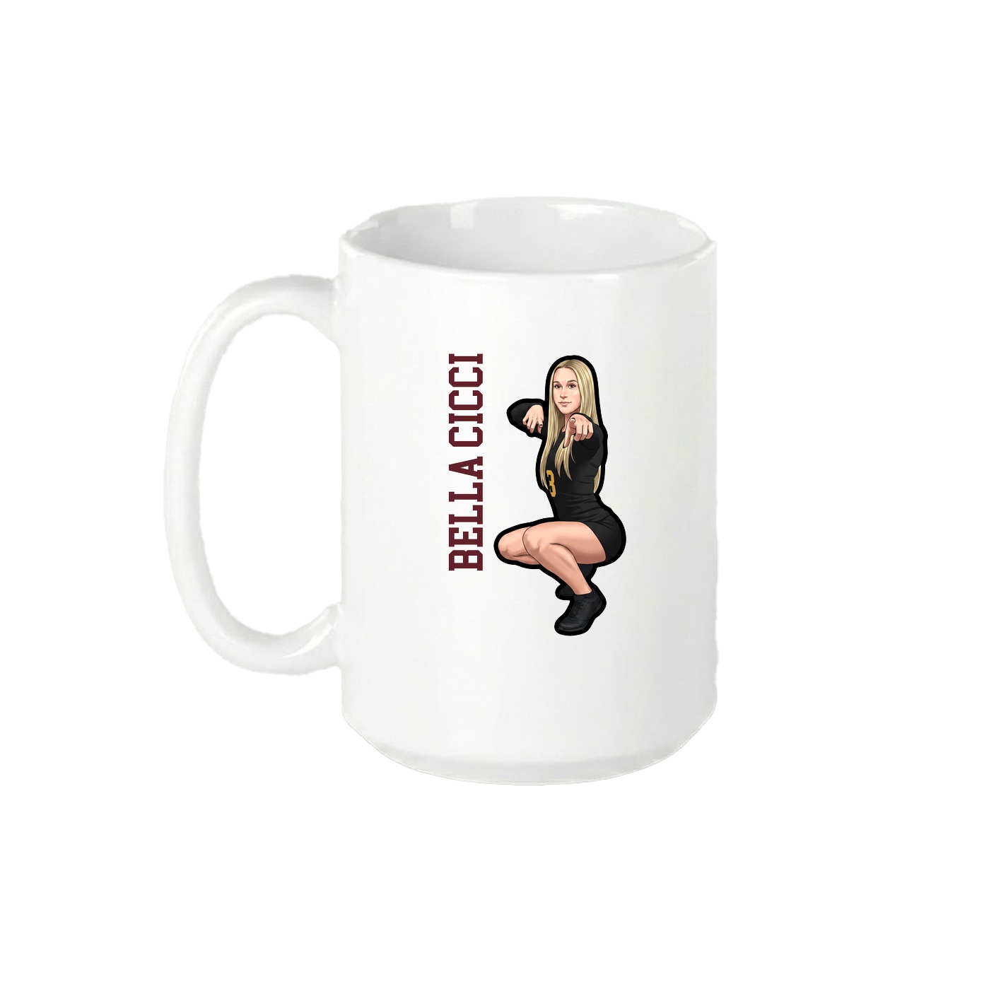 15oz Coffee Mug — Name Vertical in White