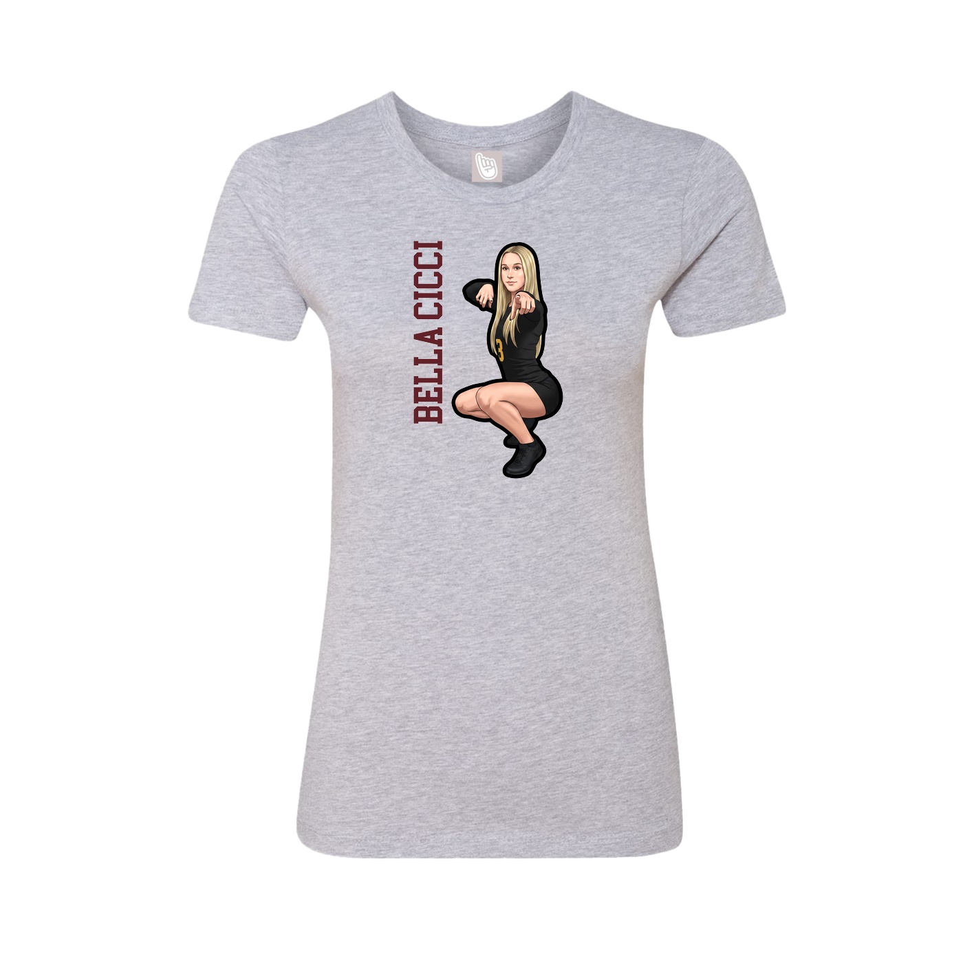 Fitted Women's Tee — Name Vertical in Grey