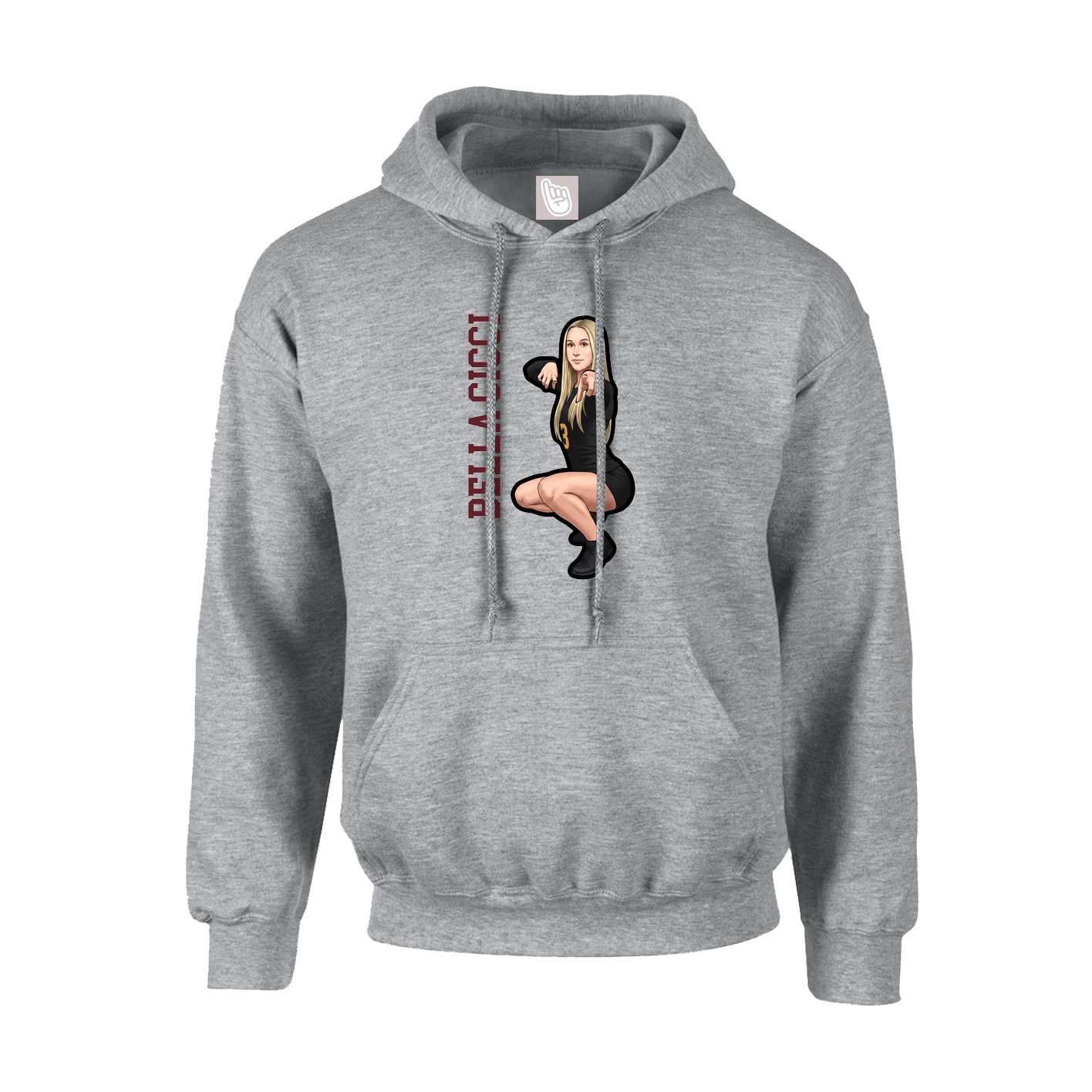 Youth Hoodie — Name Vertical in Grey