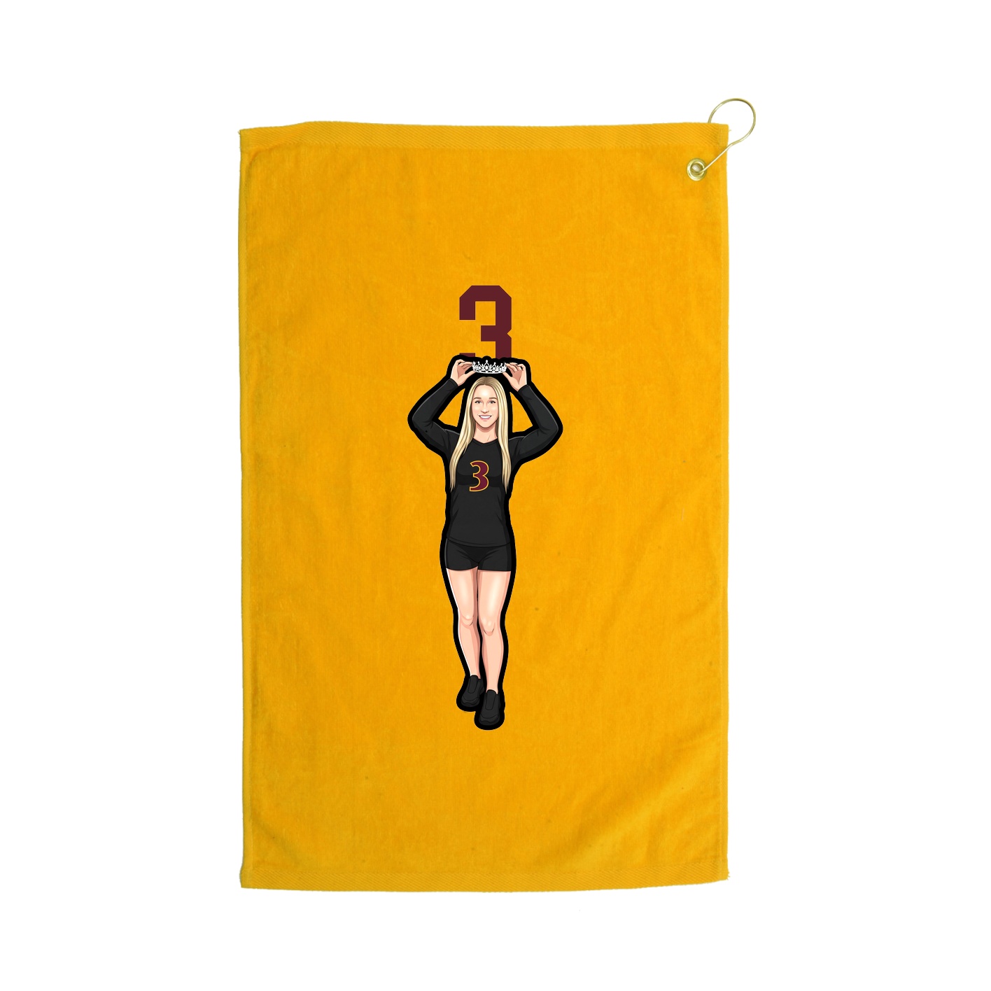 Golf Towel — Number Top in Gold