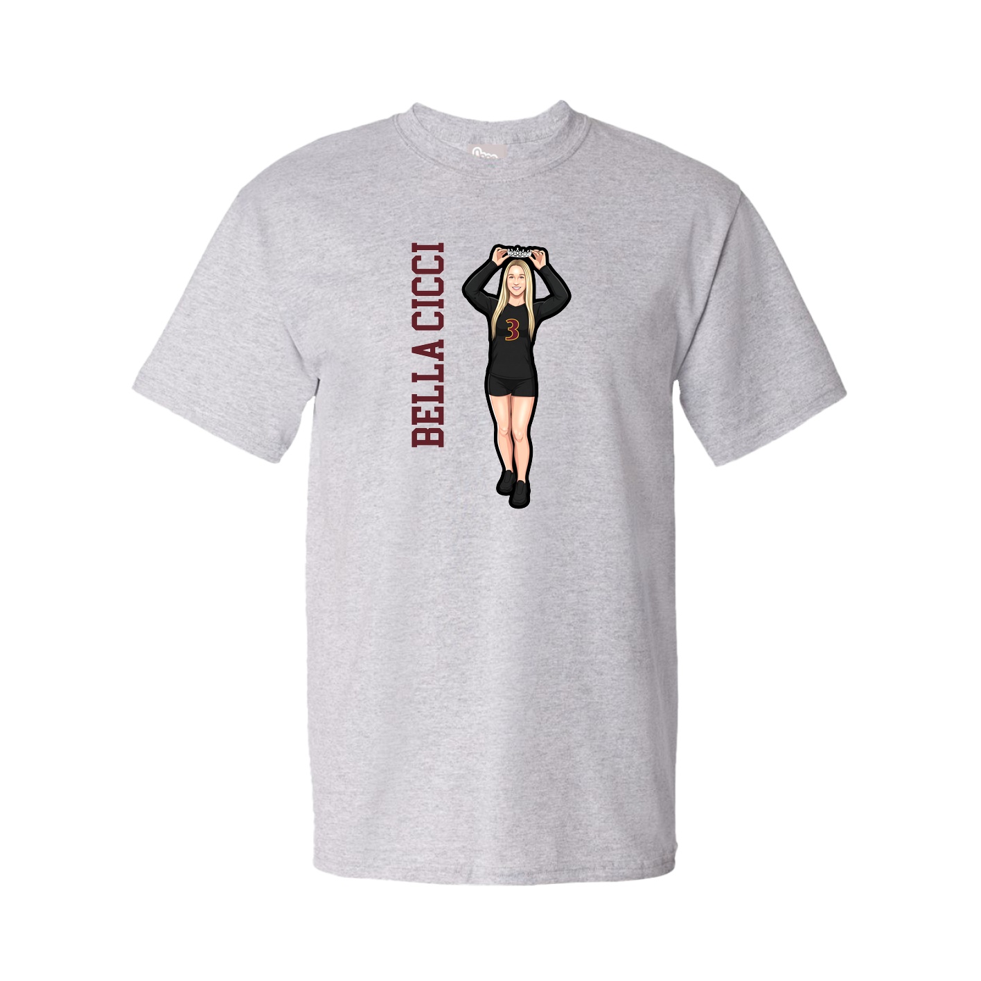 Tee — Name Vertical in Grey