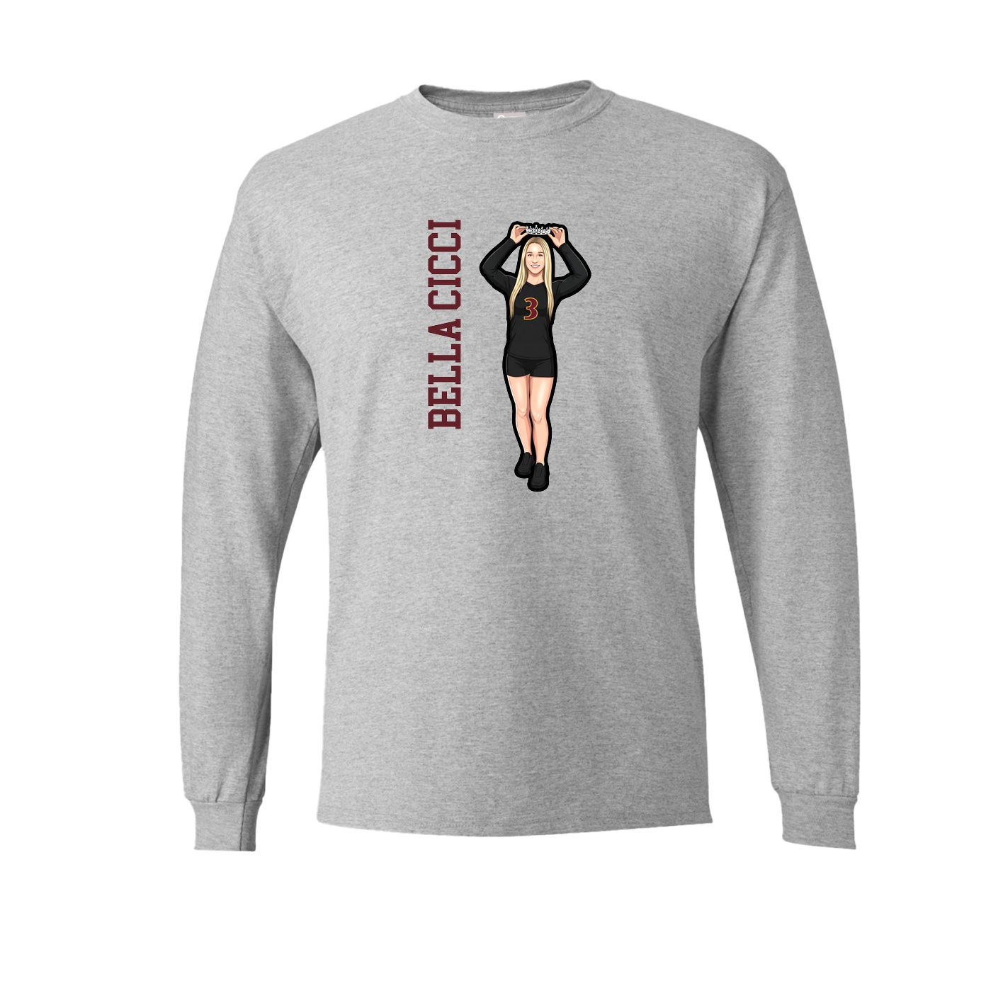 Long Sleeve Tee — Name Vertical in Grey