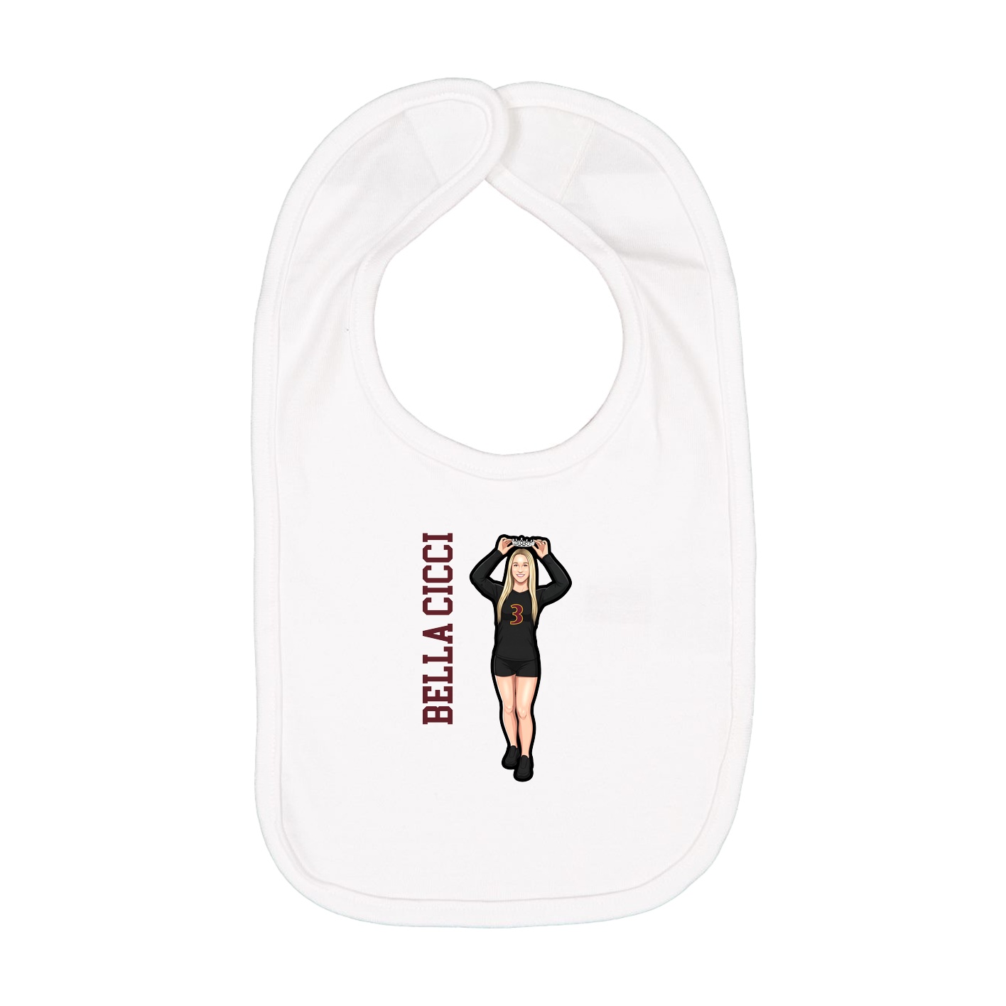 Infant Bib — Name Vertical in White