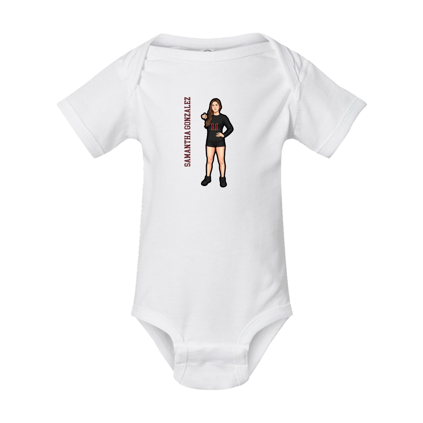 Baby Onesie — Name Vertical in White