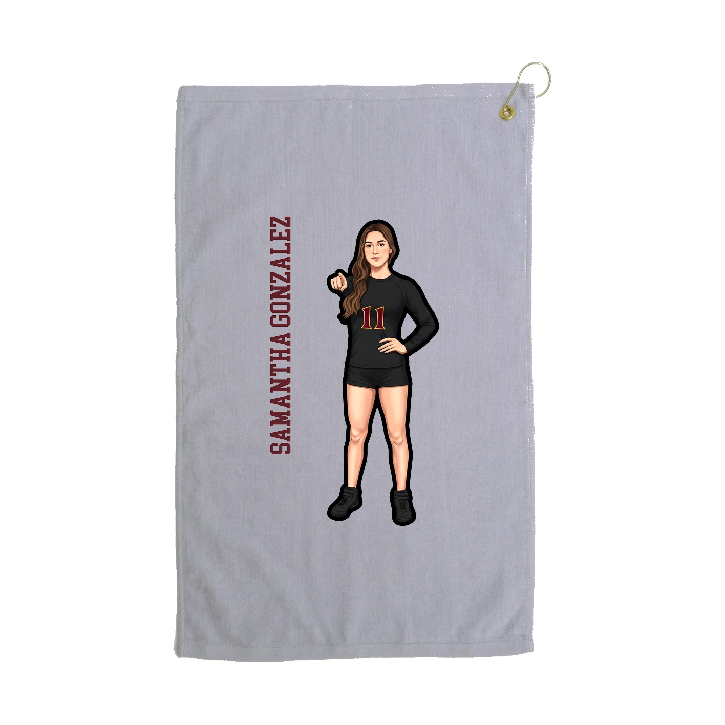 Golf Towel — Name Vertical in Grey