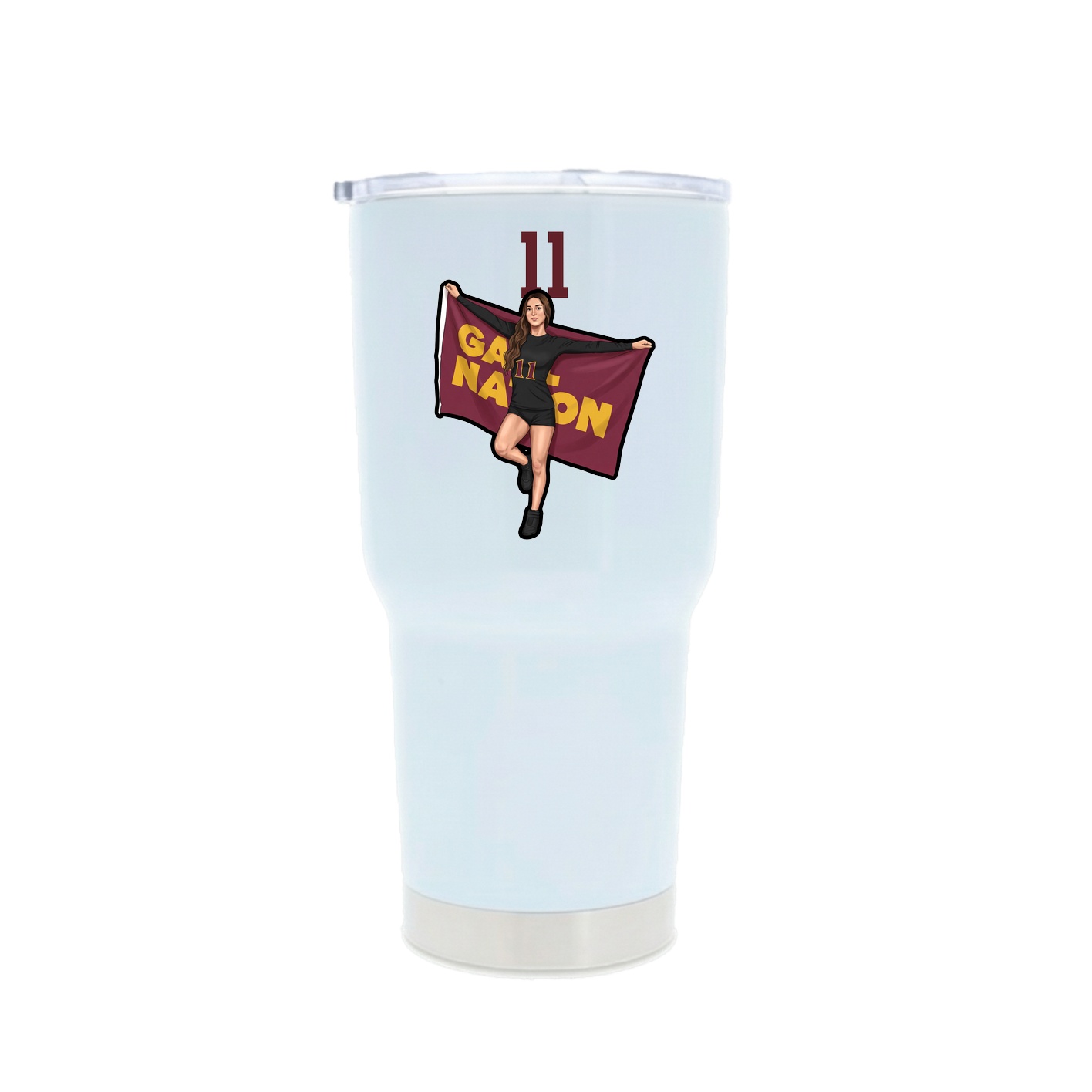 30oz Stainless Steel Tumbler — Number Top in White
