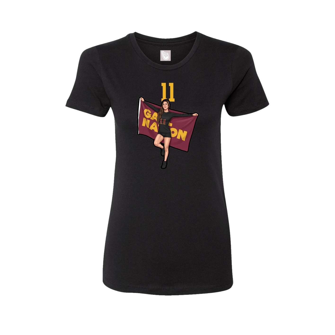 Fitted Women's Tee — Number Top in Black