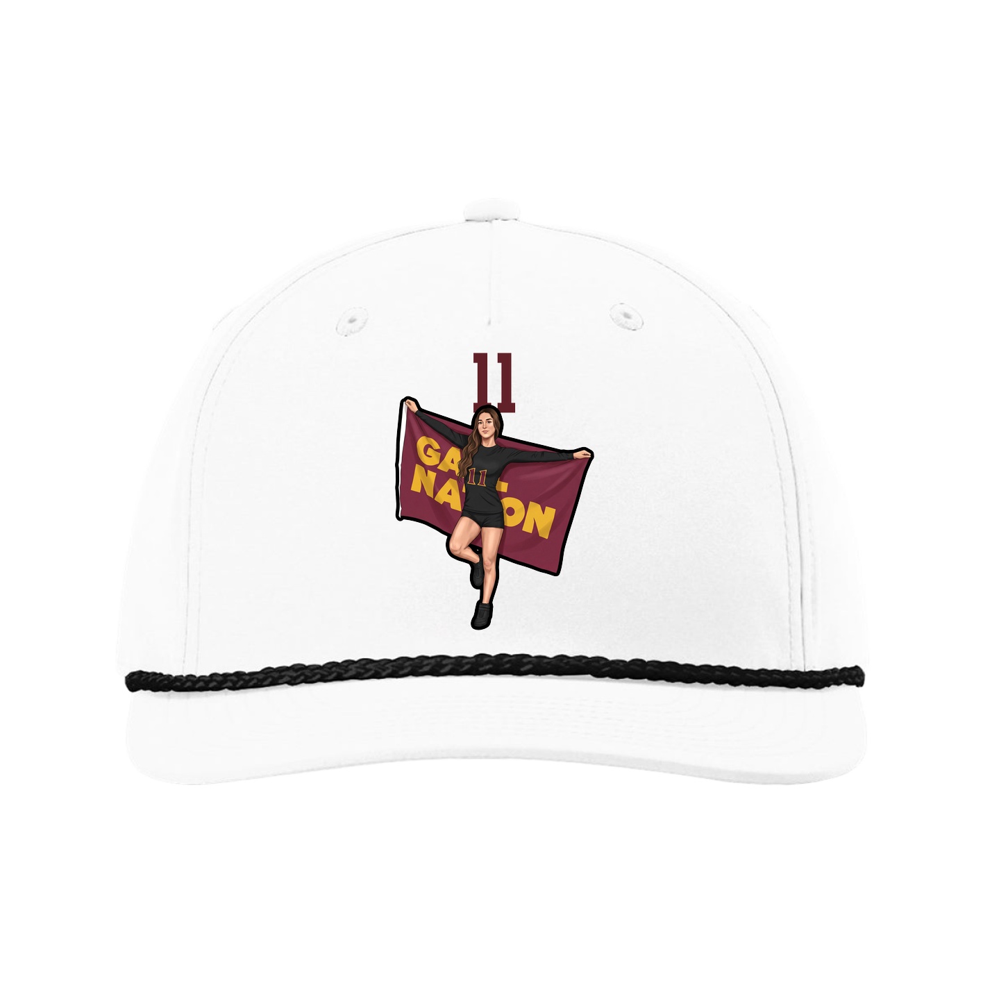 Five-Panel Classic Rope Cap — Number Top in White